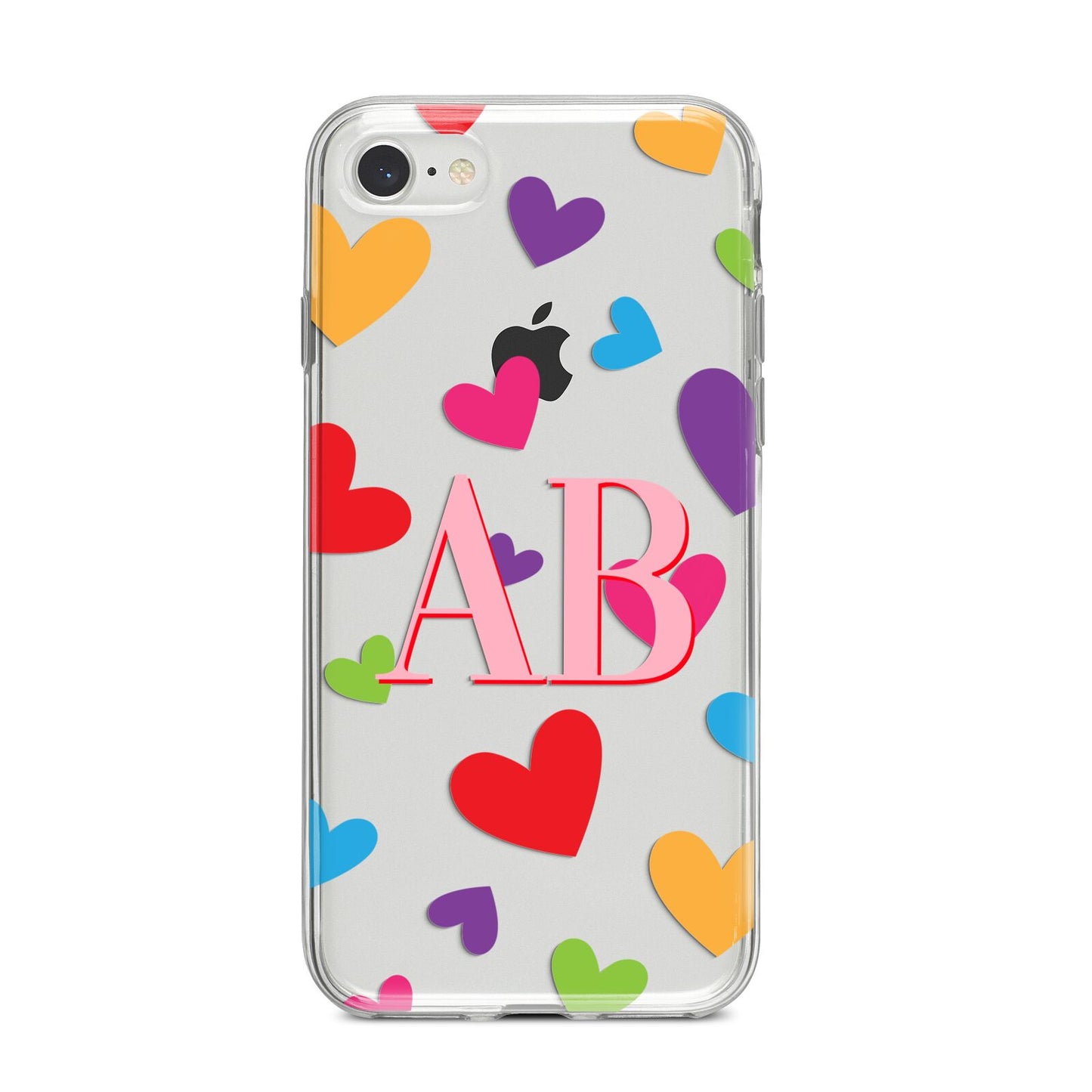 Contrast Initials Heart Print iPhone 8 Bumper Case on Silver iPhone