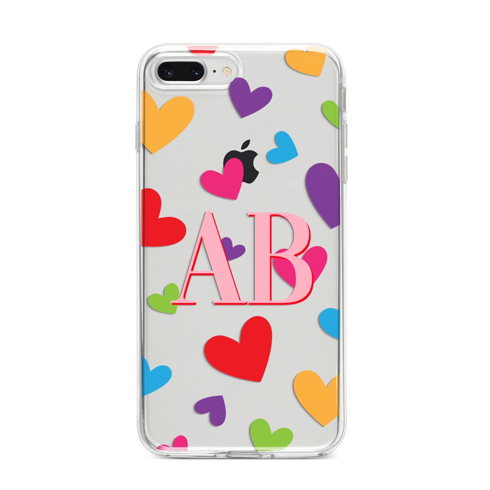 Contrast Initials Heart Print iPhone 8 Plus Bumper Case on Silver iPhone