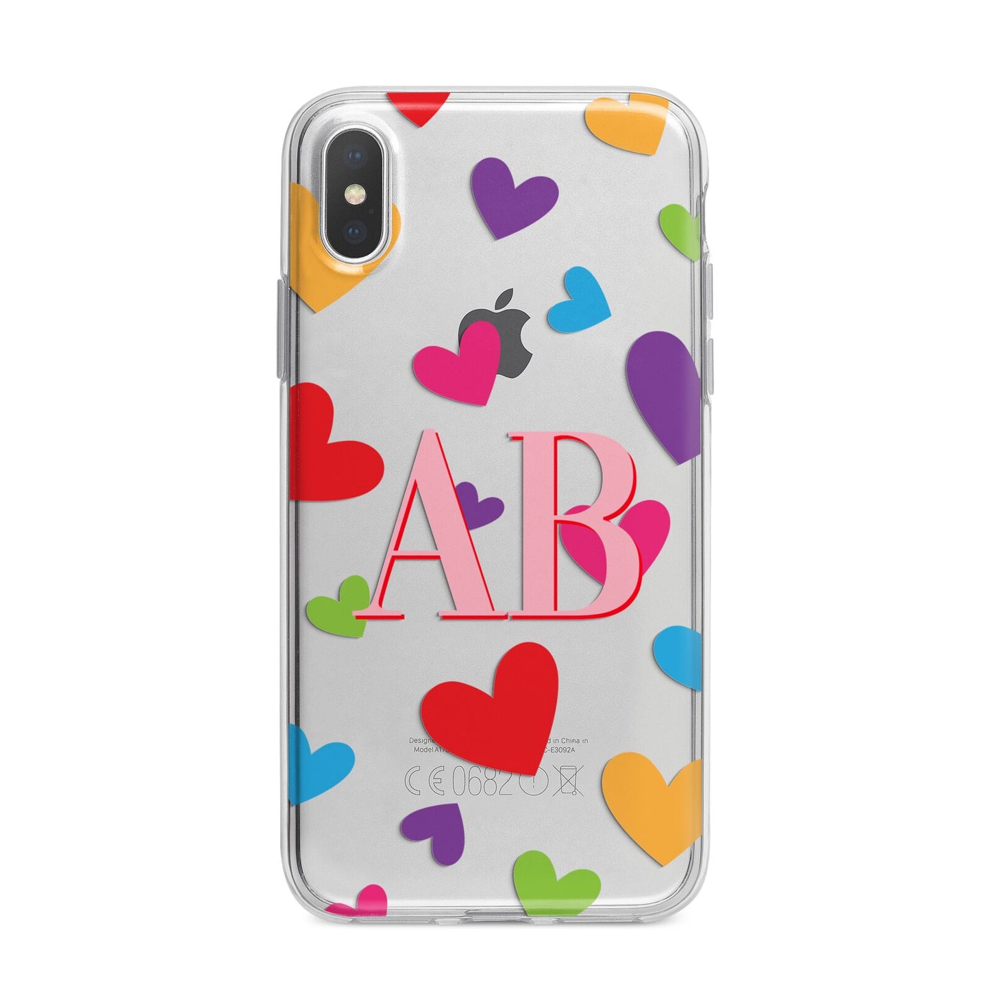 Contrast Initials Heart Print iPhone X Bumper Case on Silver iPhone Alternative Image 1