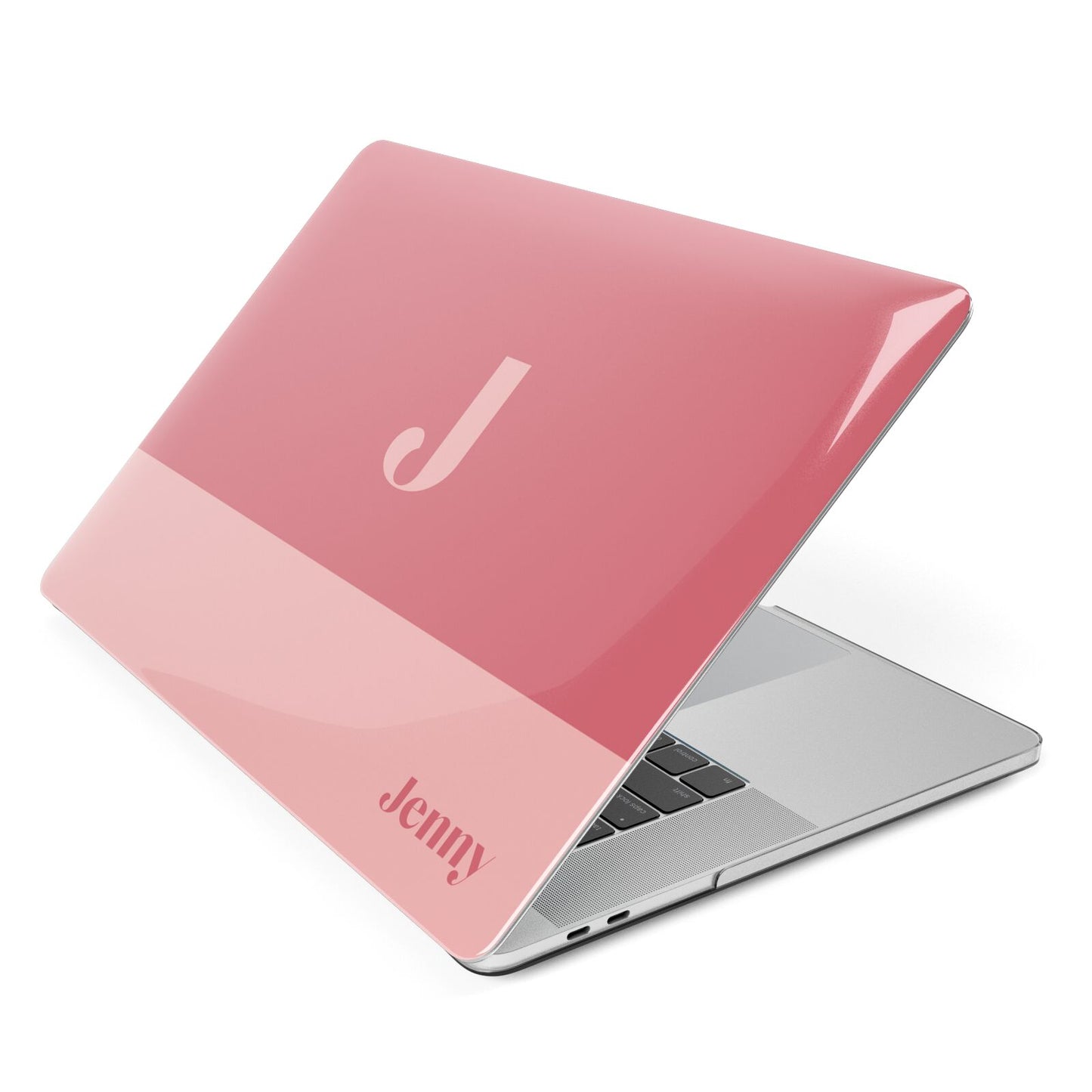 Contrast Personalised Pink Apple MacBook Case Side View