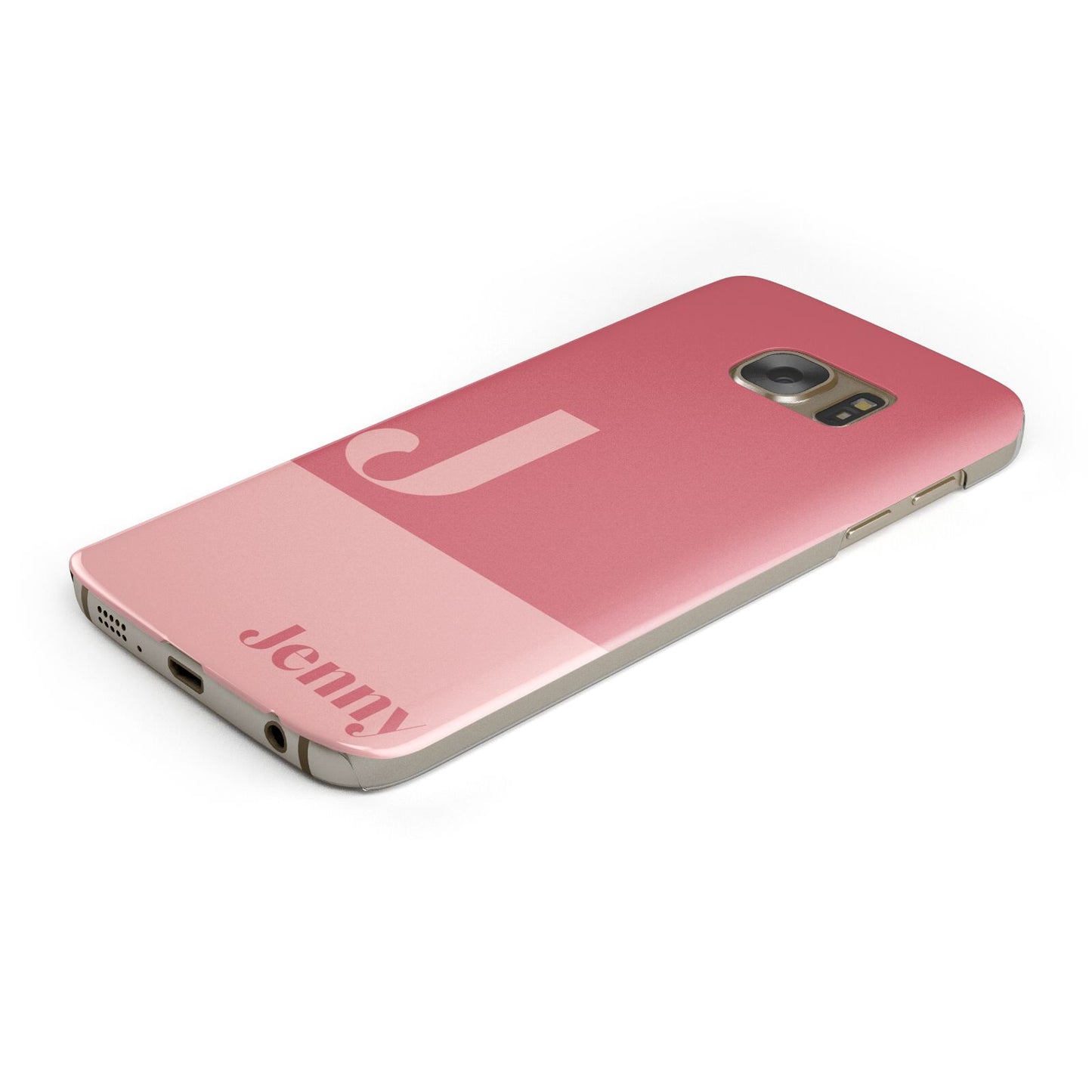 Contrast Personalised Pink Protective Samsung Galaxy Case Angled Image