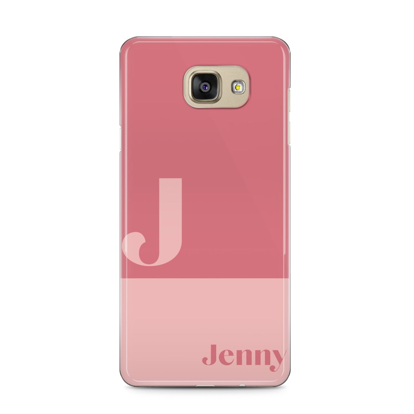 Contrast Personalised Pink Samsung Galaxy A5 2016 Case on gold phone