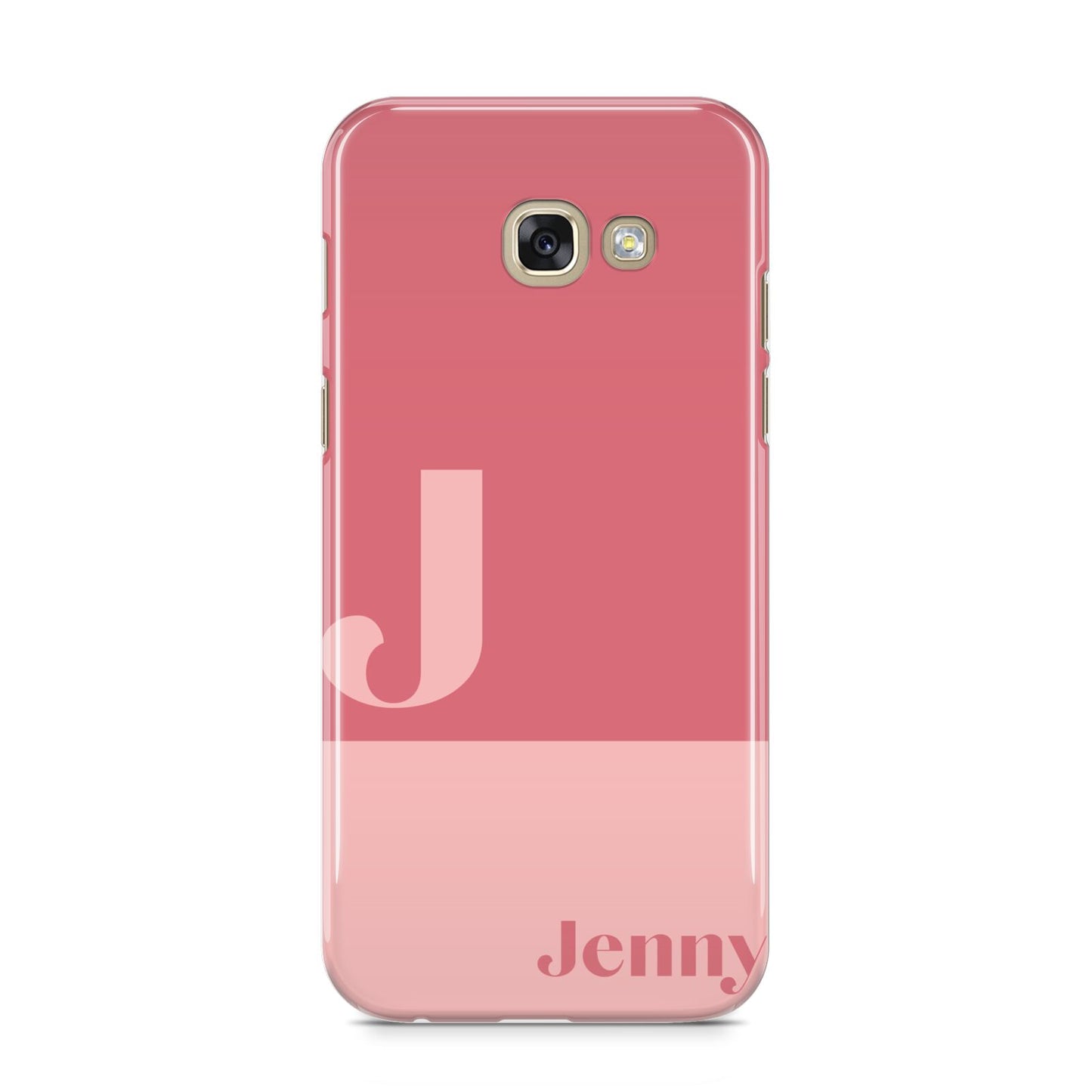 Contrast Personalised Pink Samsung Galaxy A5 2017 Case on gold phone