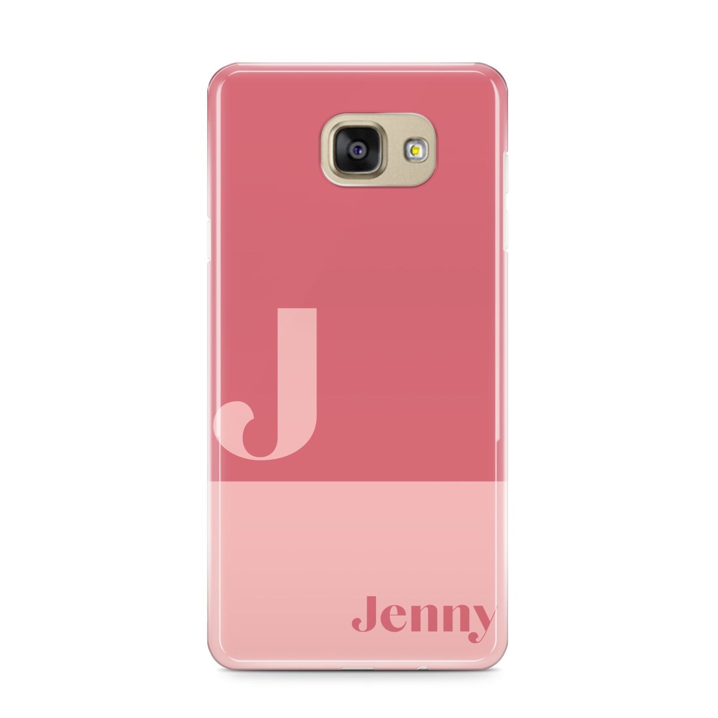 Contrast Personalised Pink Samsung Galaxy A9 2016 Case on gold phone