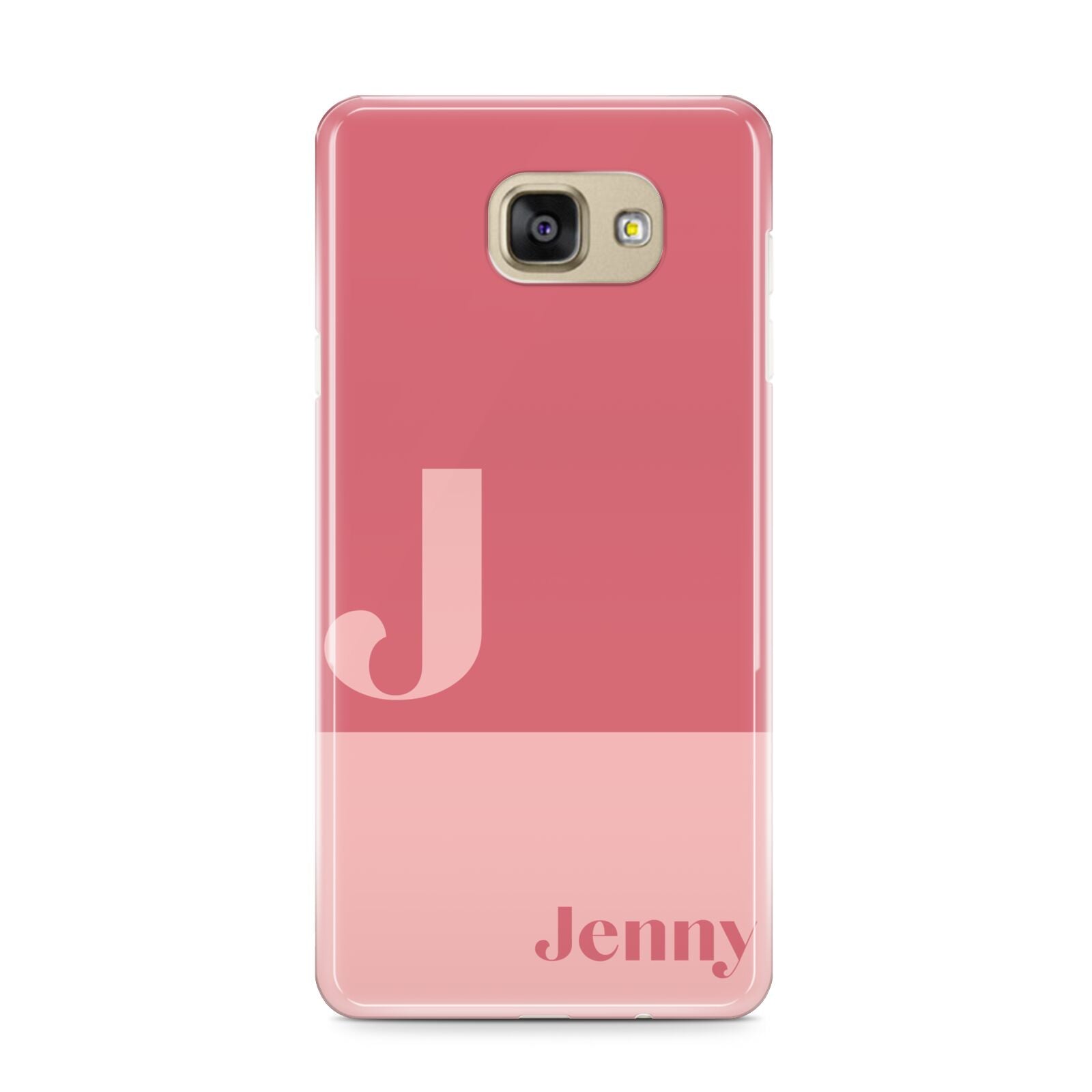 Contrast Personalised Pink Samsung Galaxy A9 2016 Case on gold phone