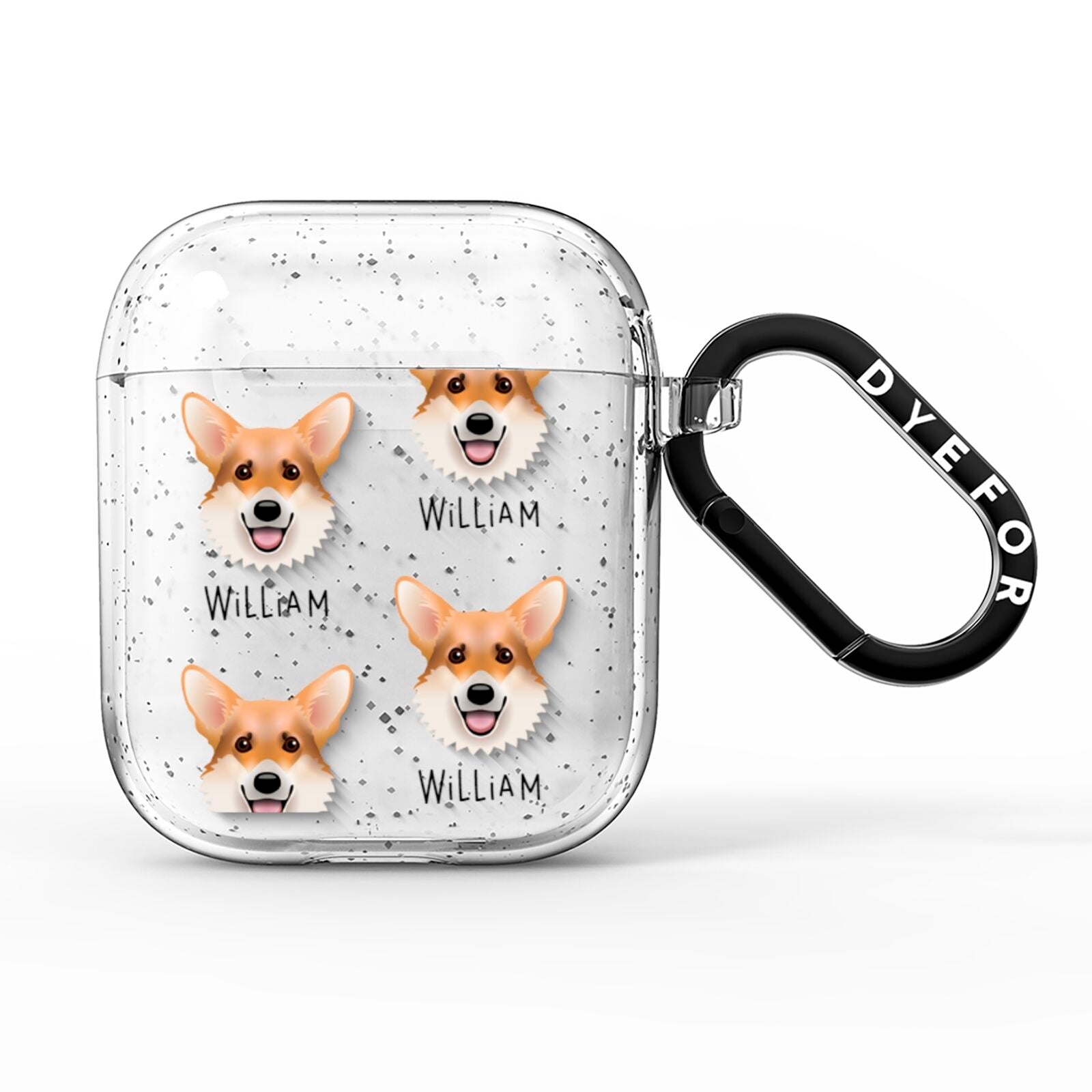 Corgi Icon with Name AirPods Glitter Case