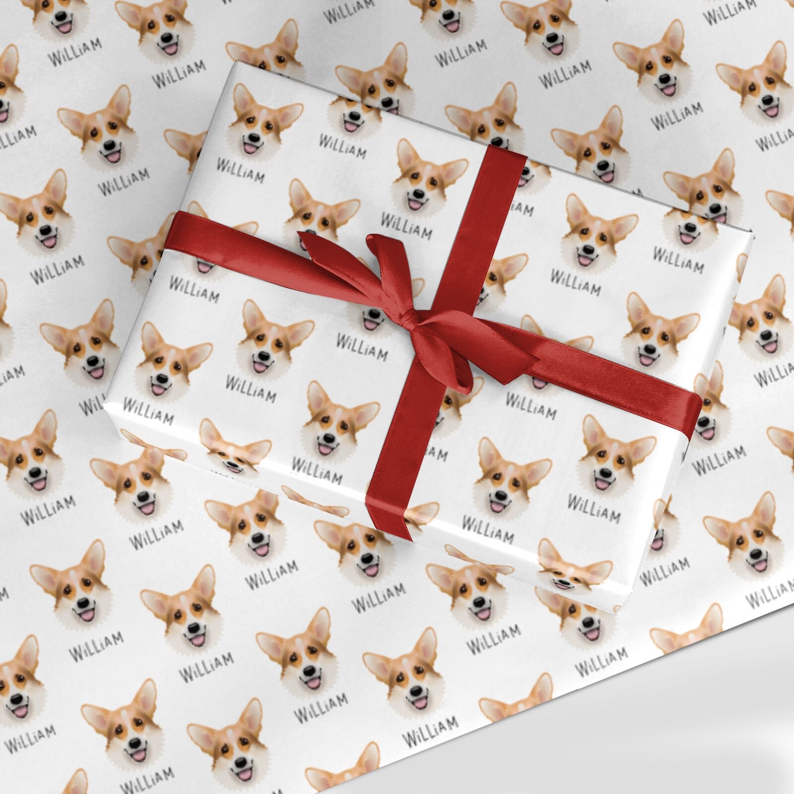 Corgi Icon with Name Custom Wrapping Paper