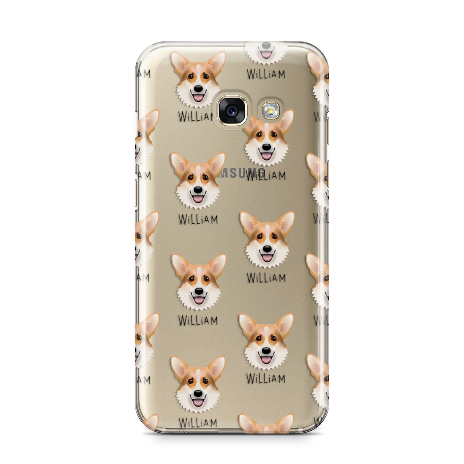 Corgi Icon with Name Samsung Galaxy A3 2017 Case on gold phone