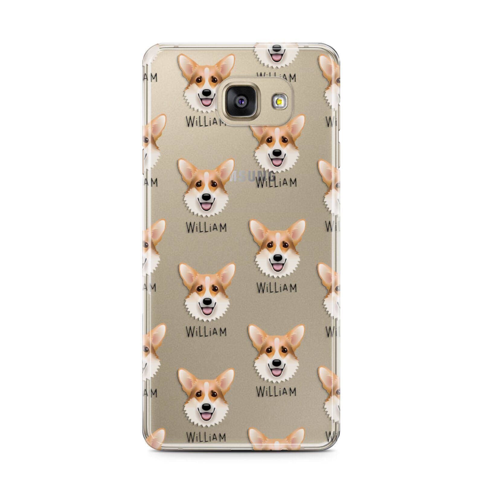 Corgi Icon with Name Samsung Galaxy A7 2016 Case on gold phone