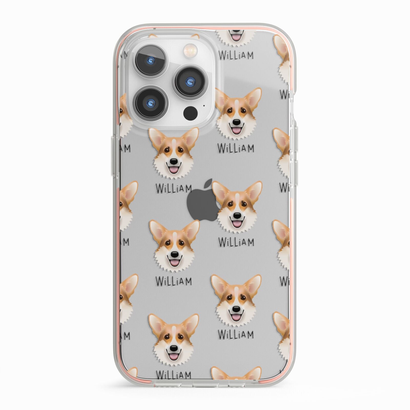 Corgi Icon with Name iPhone 13 Pro TPU Impact Case with Pink Edges