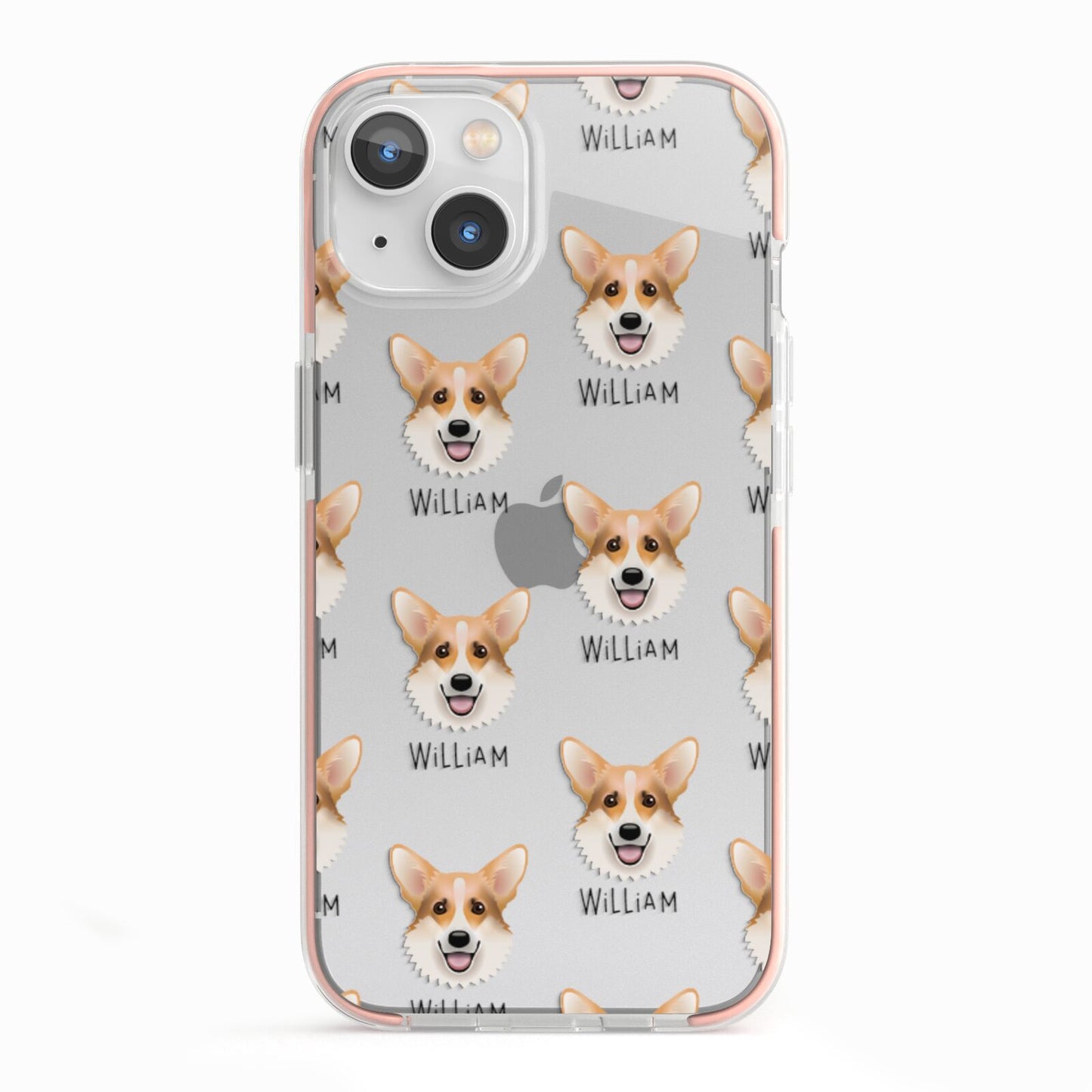 Corgi Icon with Name iPhone 13 TPU Impact Case with Pink Edges