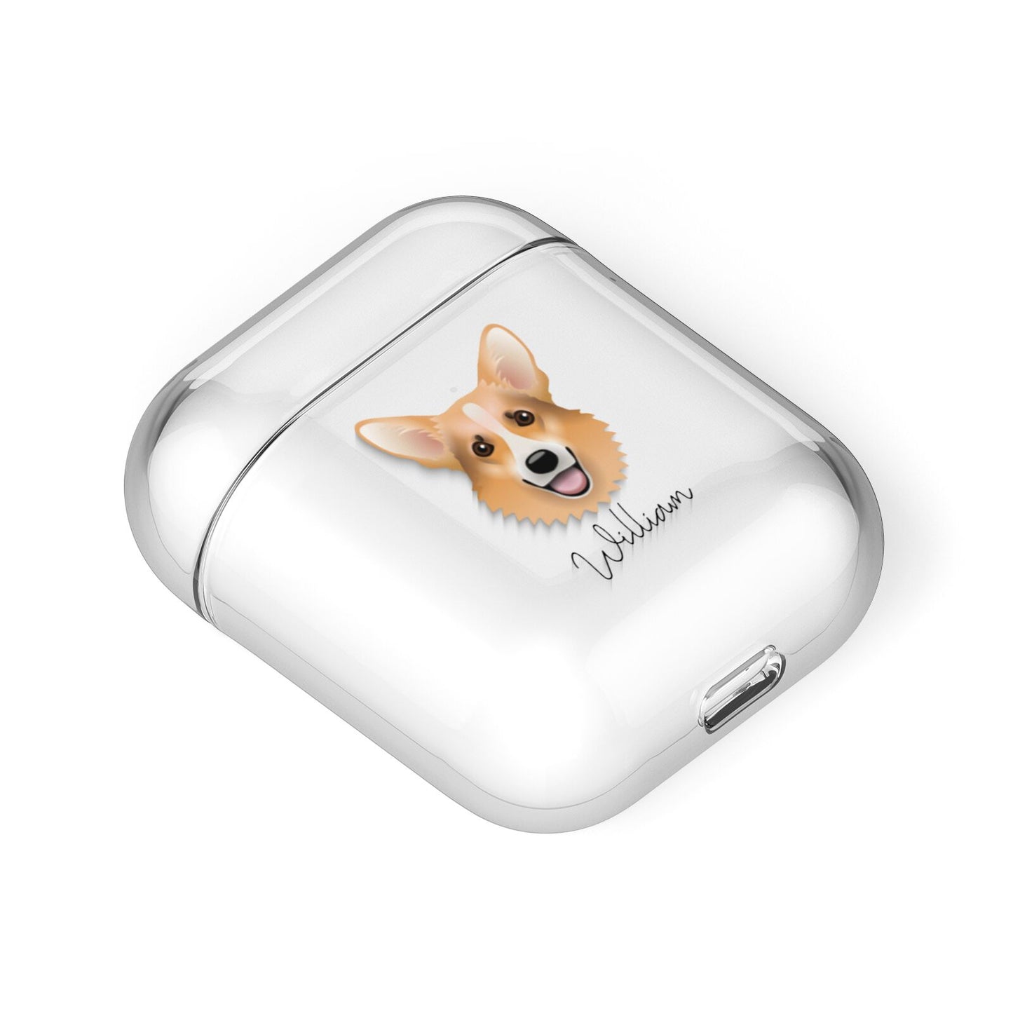 Corgi Personalised AirPods Case Laid Flat