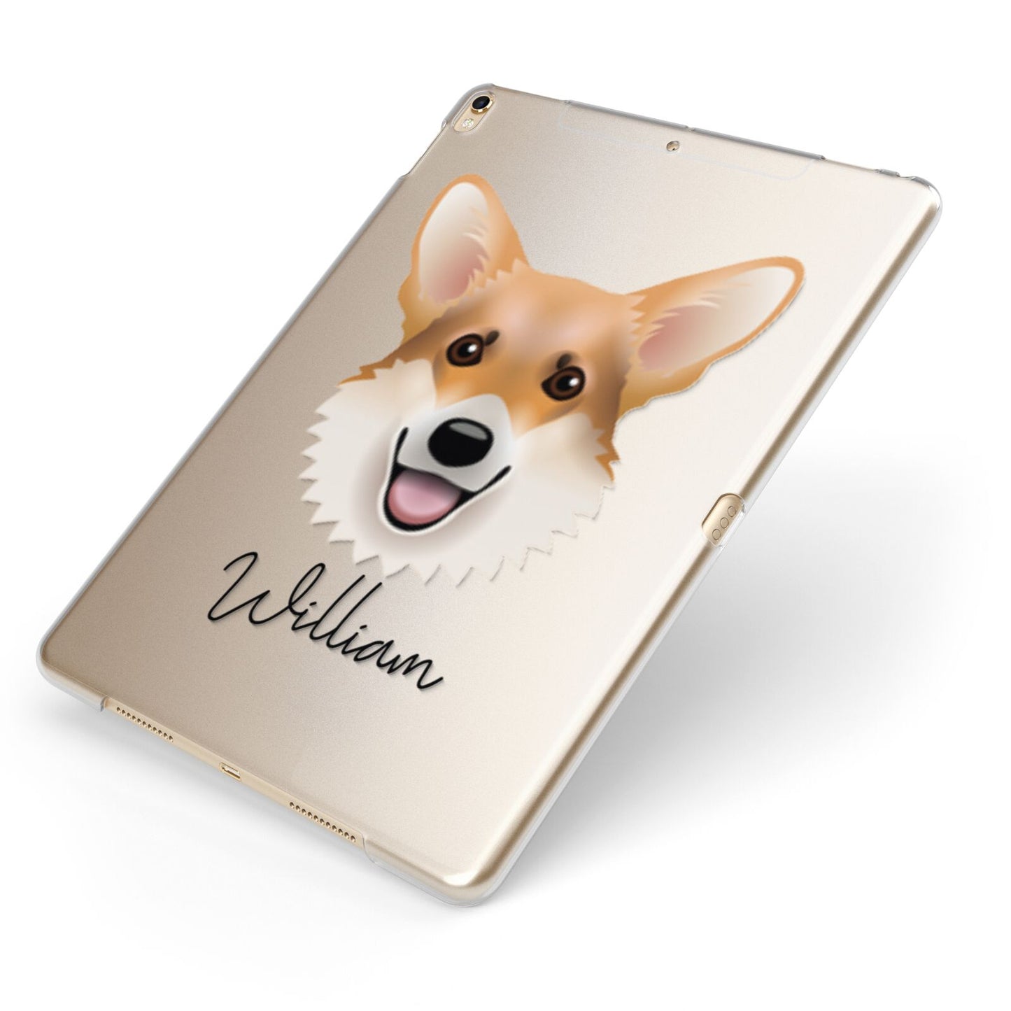 Corgi Personalised Apple iPad Case on Gold iPad Side View