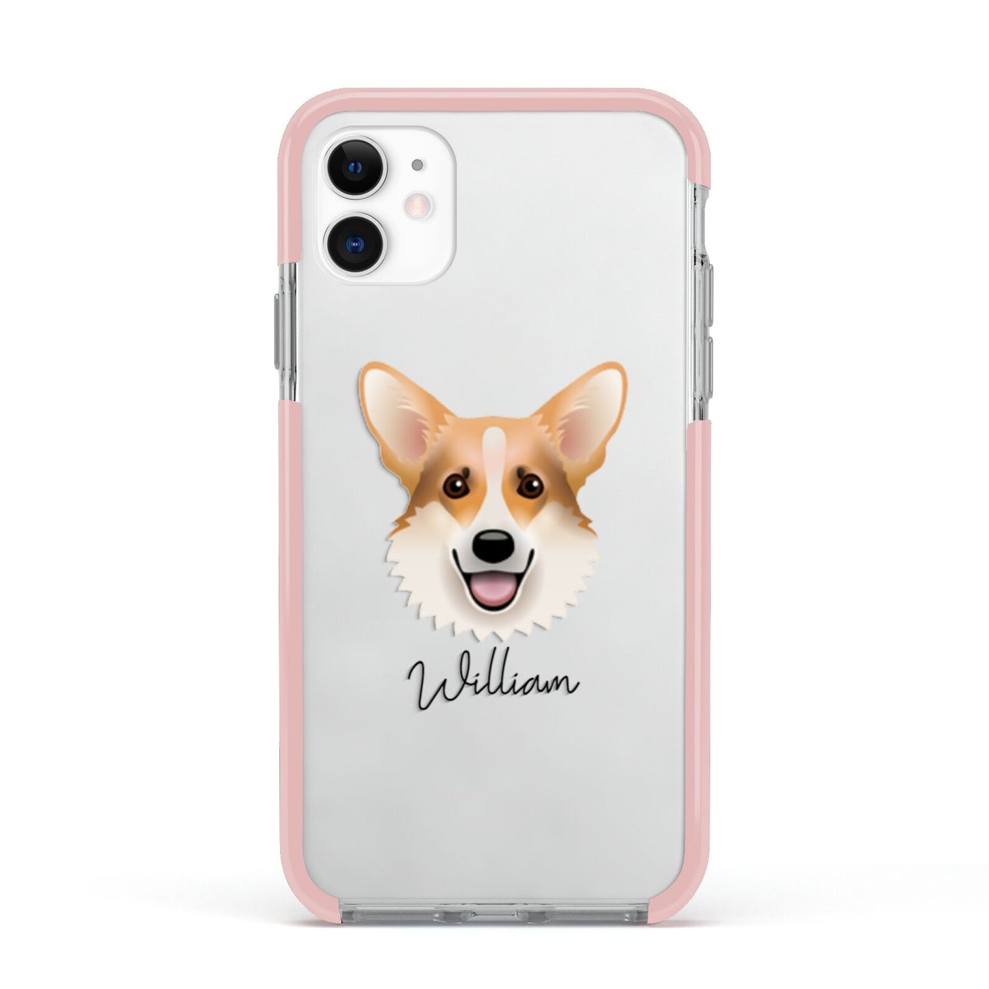 Corgi Personalised Apple iPhone 11 in White with Pink Impact Case