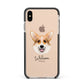 Corgi Personalised Apple iPhone Xs Max Impact Case Black Edge on Gold Phone