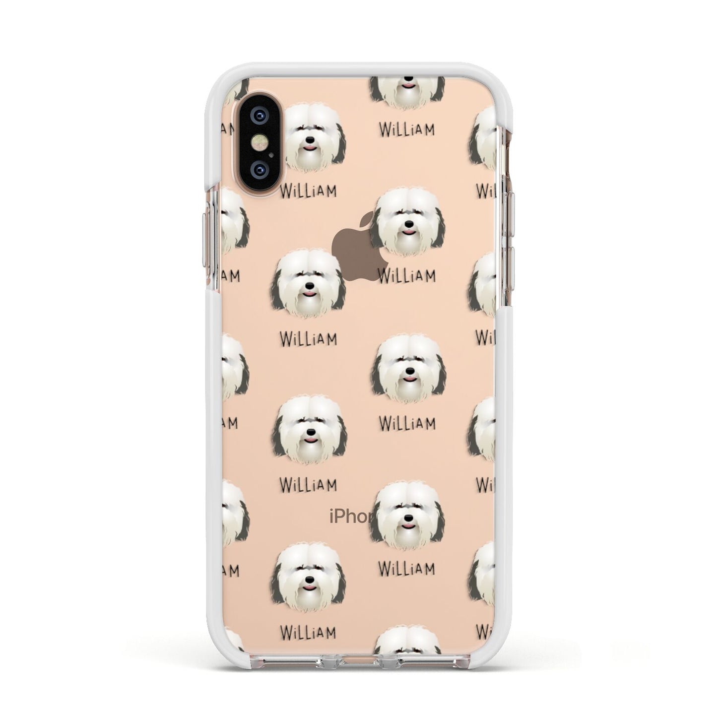 Coton De Tulear Icon with Name Apple iPhone Xs Impact Case White Edge on Gold Phone