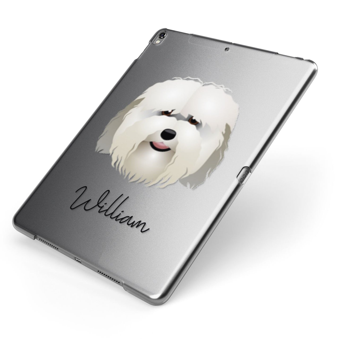 Coton De Tulear Personalised Apple iPad Case on Grey iPad Side View