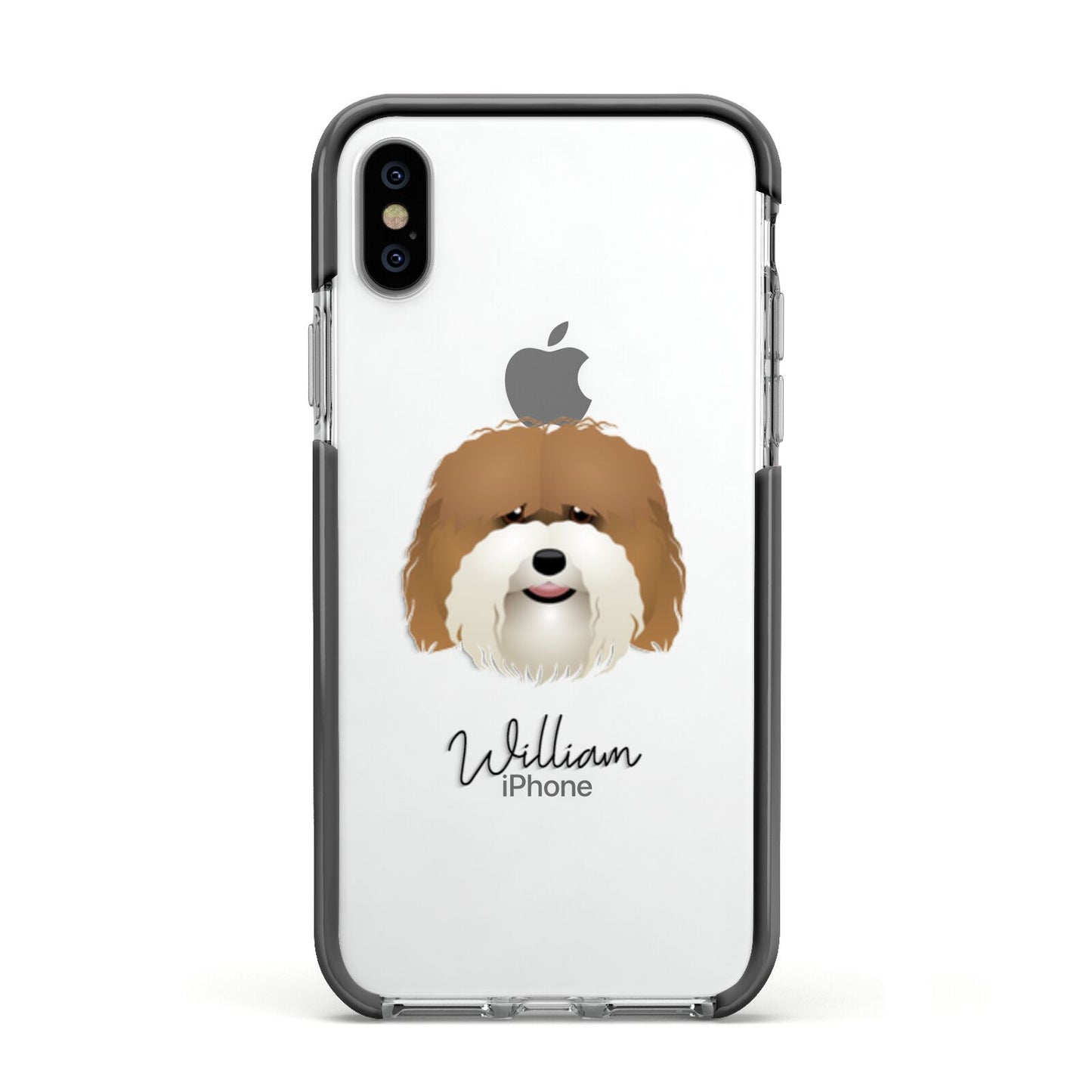 Coton De Tulear Personalised Apple iPhone Xs Impact Case Black Edge on Silver Phone