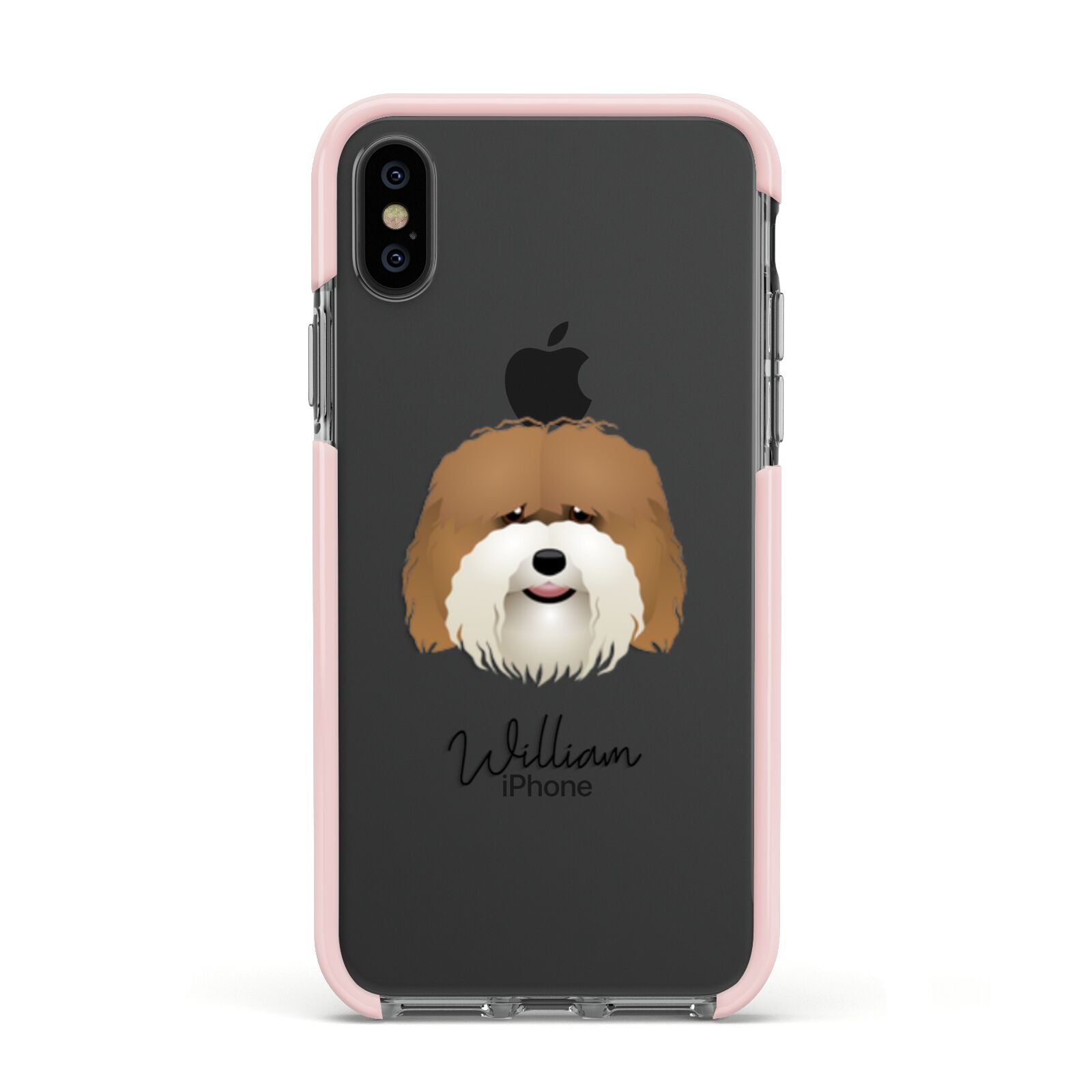 Coton De Tulear Personalised Apple iPhone Xs Impact Case Pink Edge on Black Phone