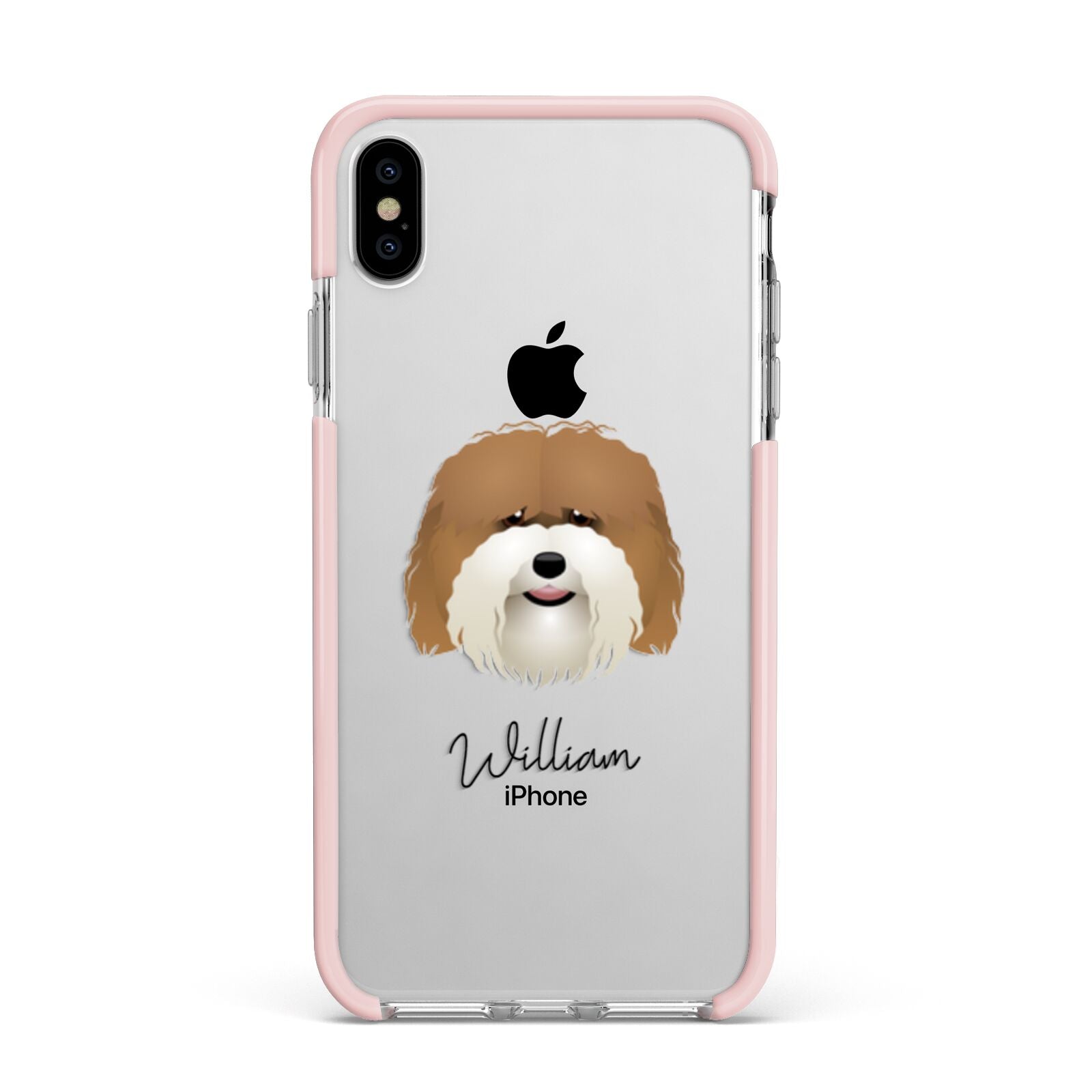 Coton De Tulear Personalised Apple iPhone Xs Max Impact Case Pink Edge on Silver Phone