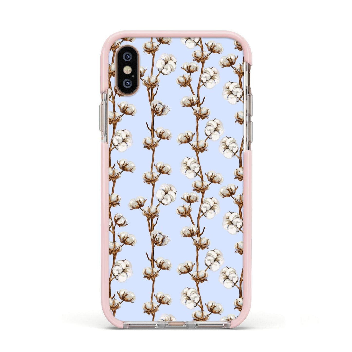 Cotton Branch Apple iPhone Xs Impact Case Pink Edge on Gold Phone