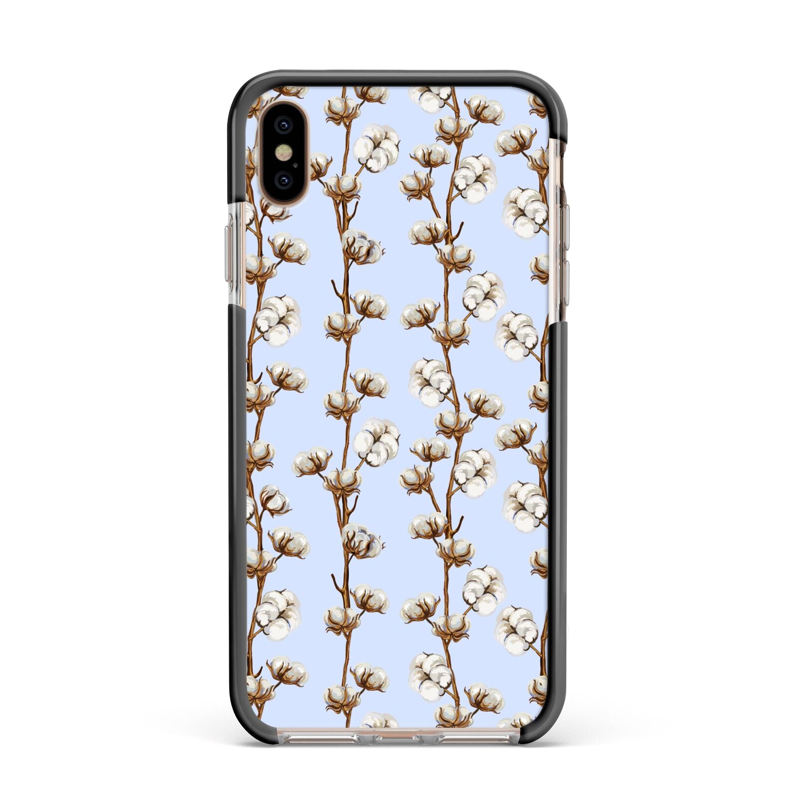 Cotton Branch Apple iPhone Xs Max Impact Case Black Edge on Gold Phone