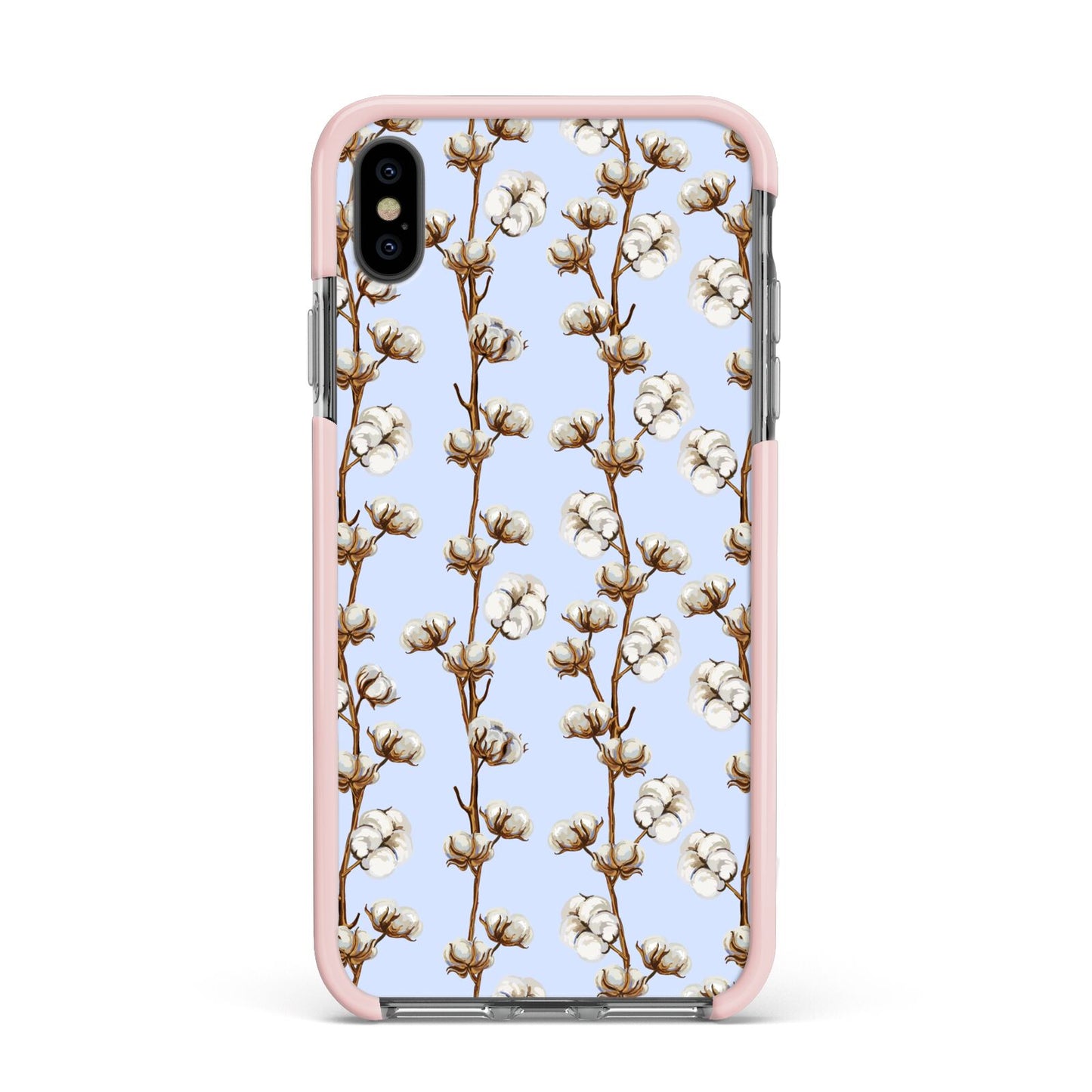 Cotton Branch Apple iPhone Xs Max Impact Case Pink Edge on Black Phone