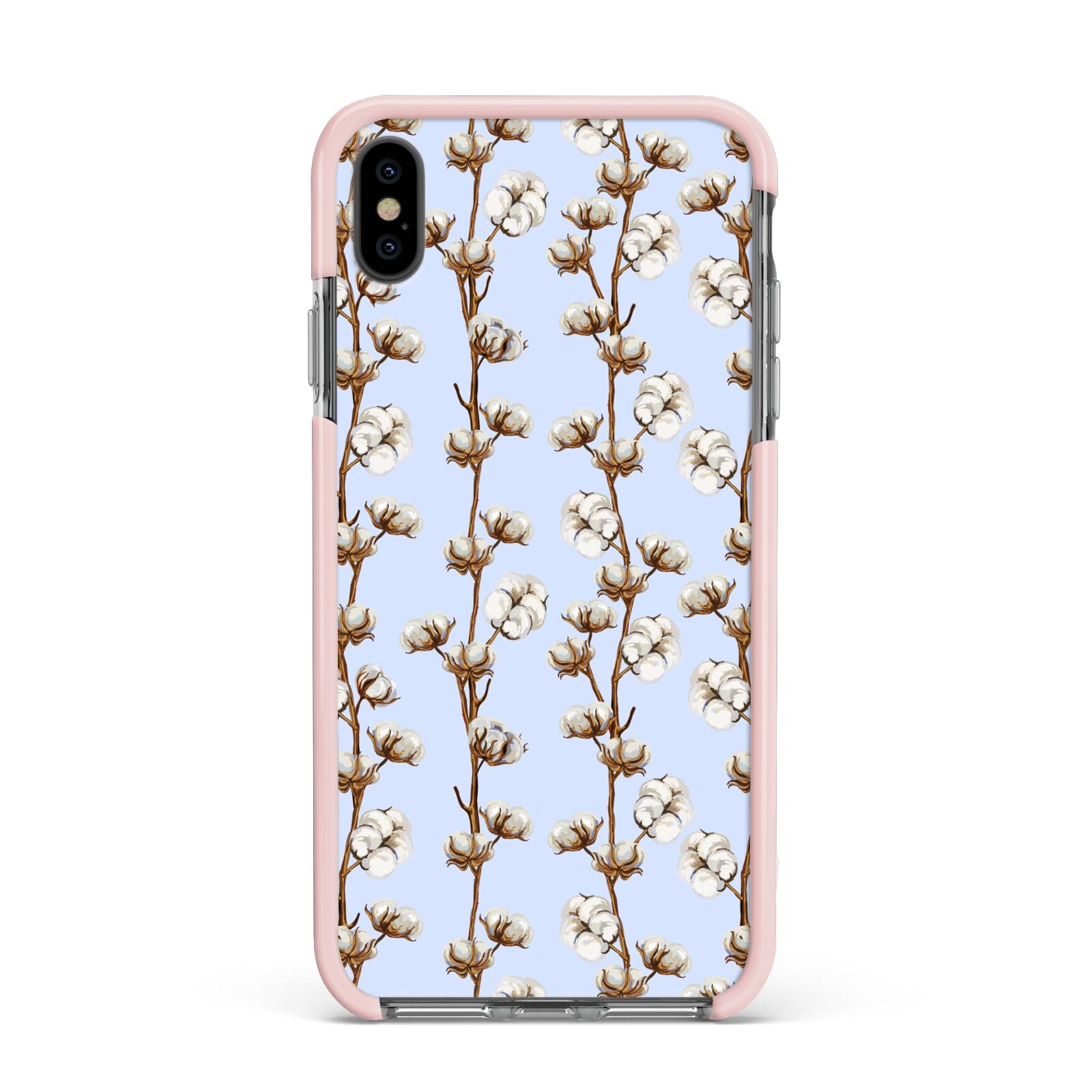 Cotton Branch Apple iPhone Xs Max Impact Case Pink Edge on Black Phone