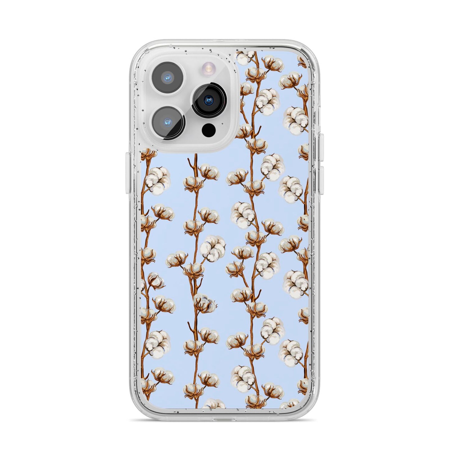 Cotton Branch iPhone 14 Pro Max Glitter Tough Case Silver