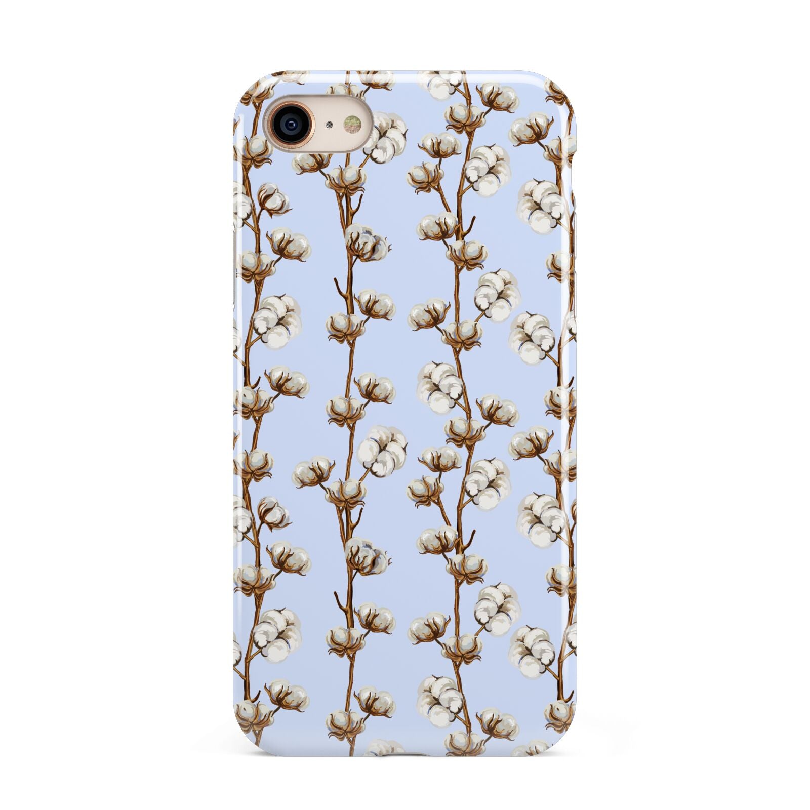 Cotton Branch iPhone 8 3D Tough Case on Gold Phone