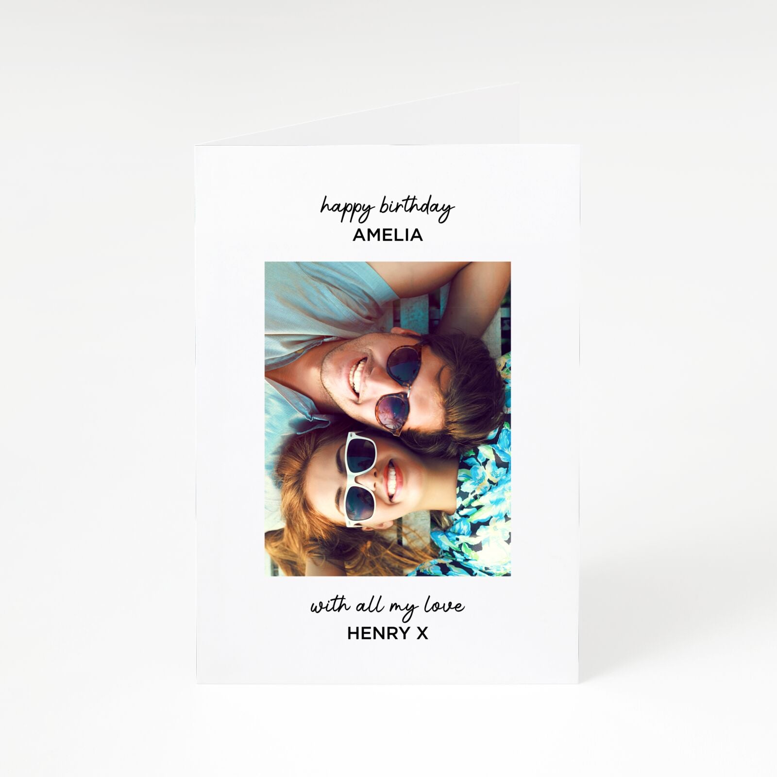 Couple Gift Photo with Name A5 Greetings Card