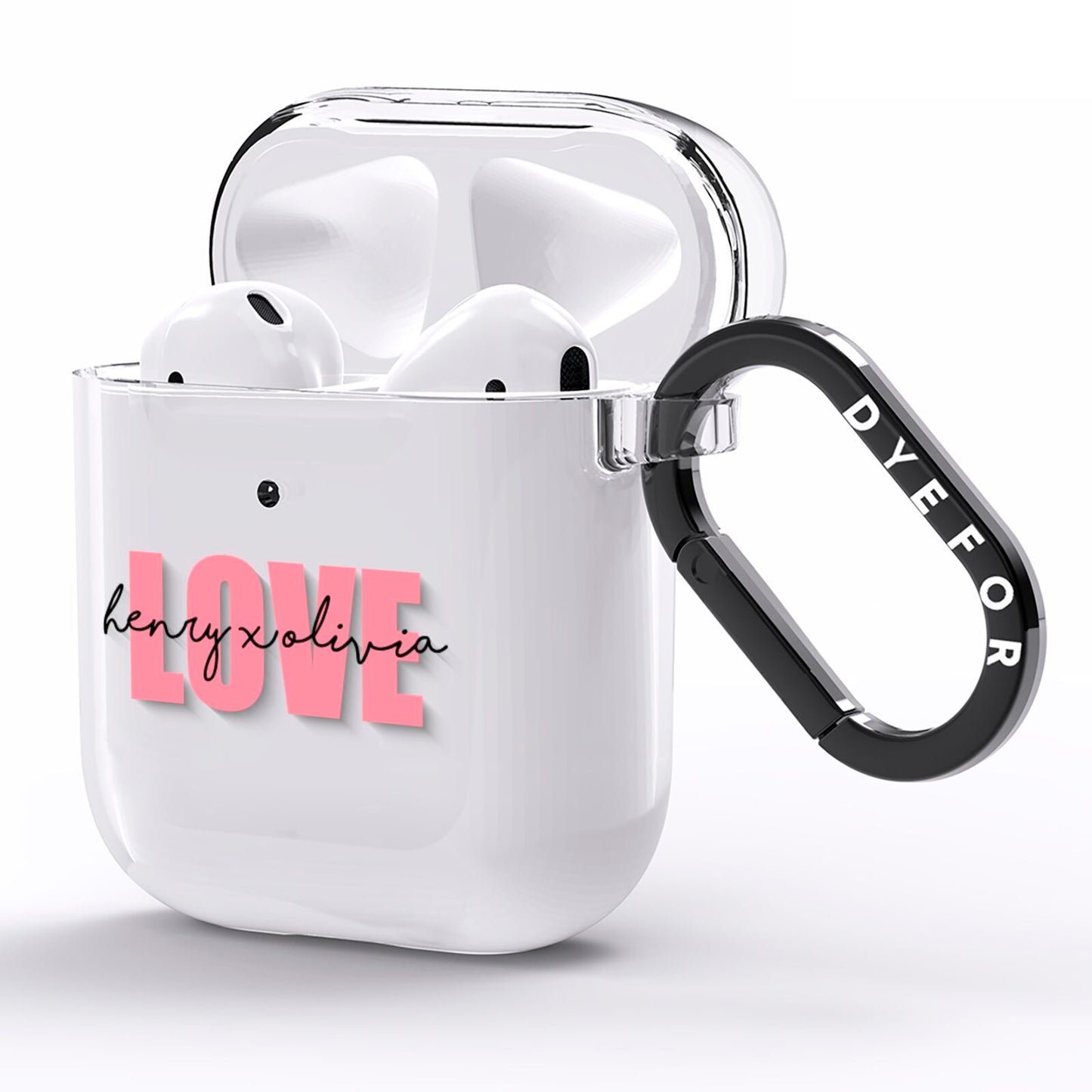 Couples Personalised Love AirPods Clear Case Side Image