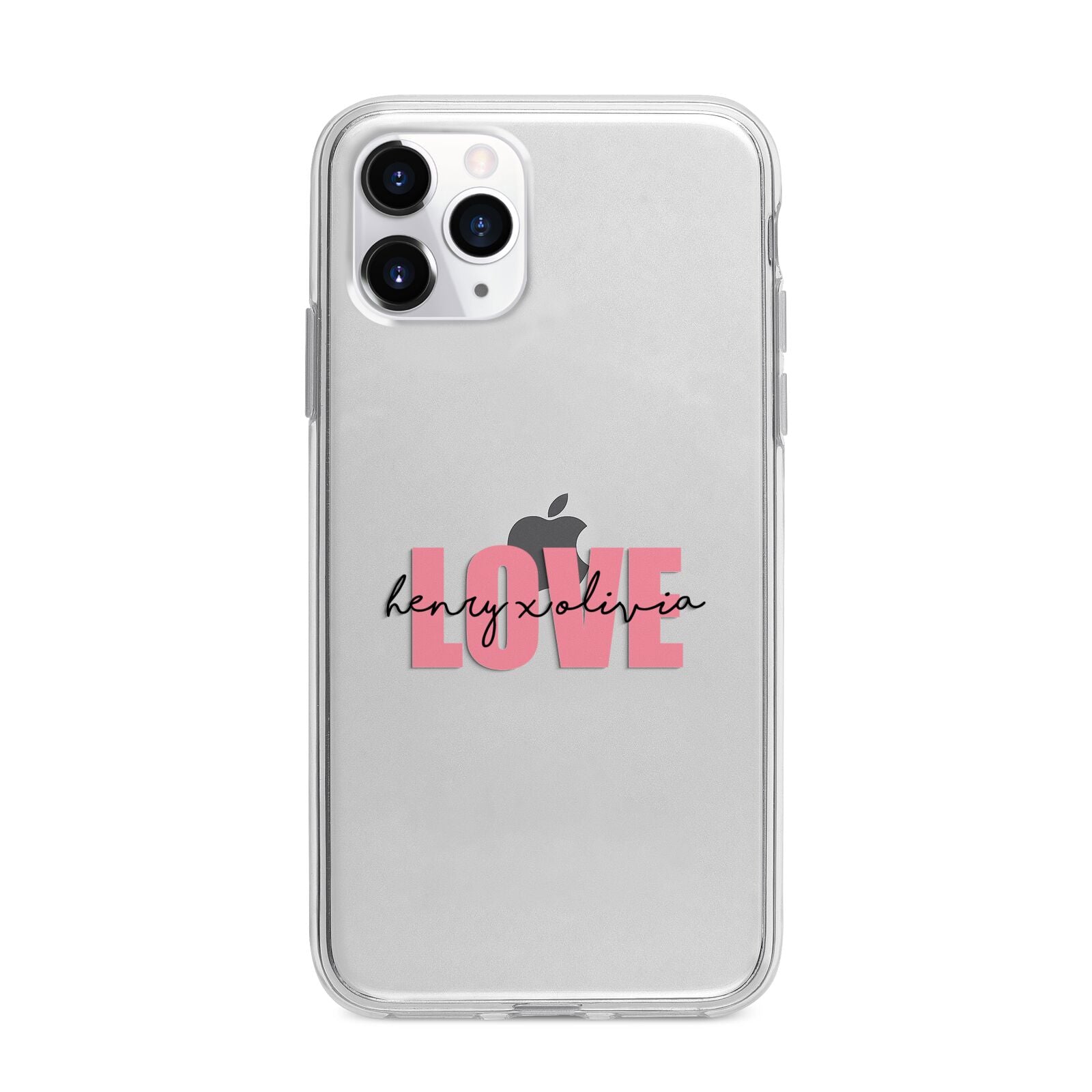 Couples Personalised Love Apple iPhone 11 Pro Max in Silver with Bumper Case