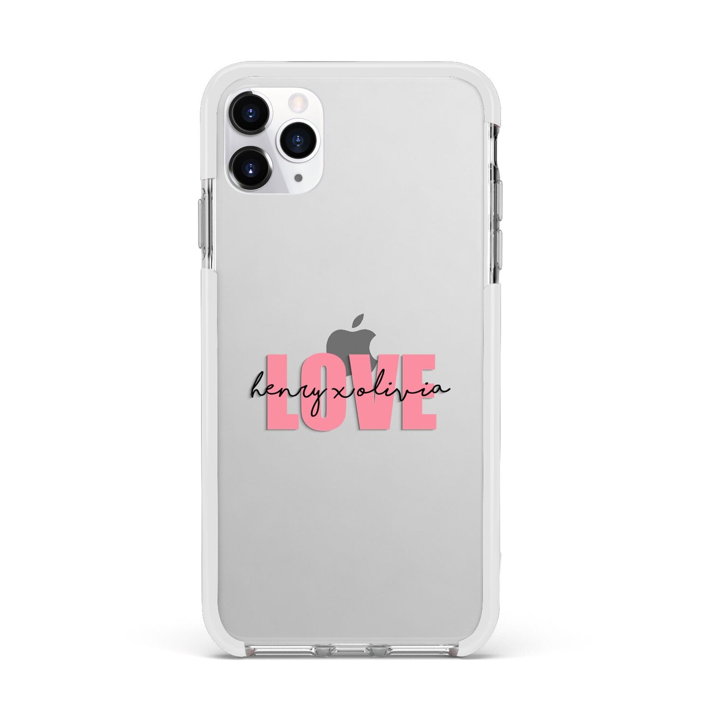 Couples Personalised Love Apple iPhone 11 Pro Max in Silver with White Impact Case