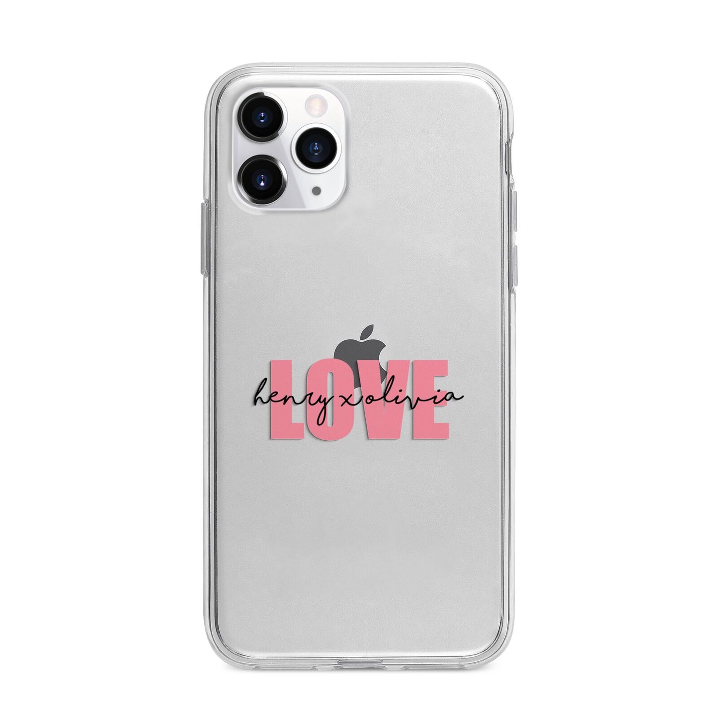 Couples Personalised Love Apple iPhone 11 Pro in Silver with Bumper Case