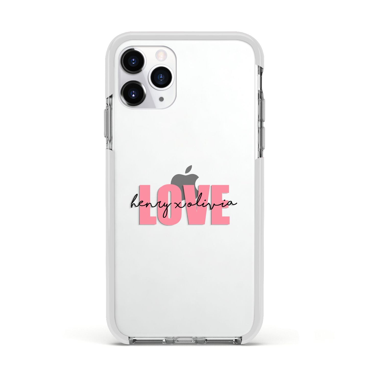 Couples Personalised Love Apple iPhone 11 Pro in Silver with White Impact Case