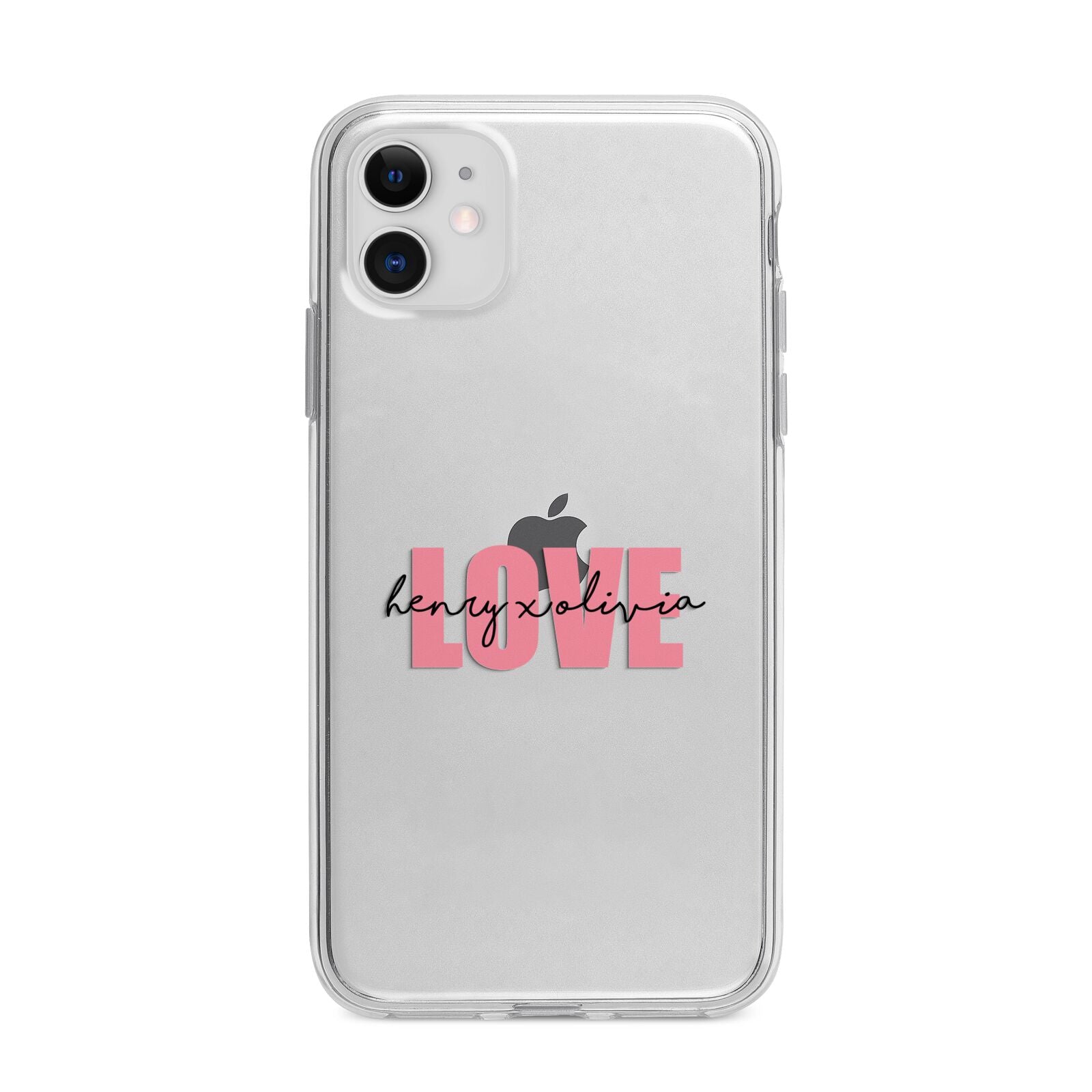 Couples Personalised Love Apple iPhone 11 in White with Bumper Case