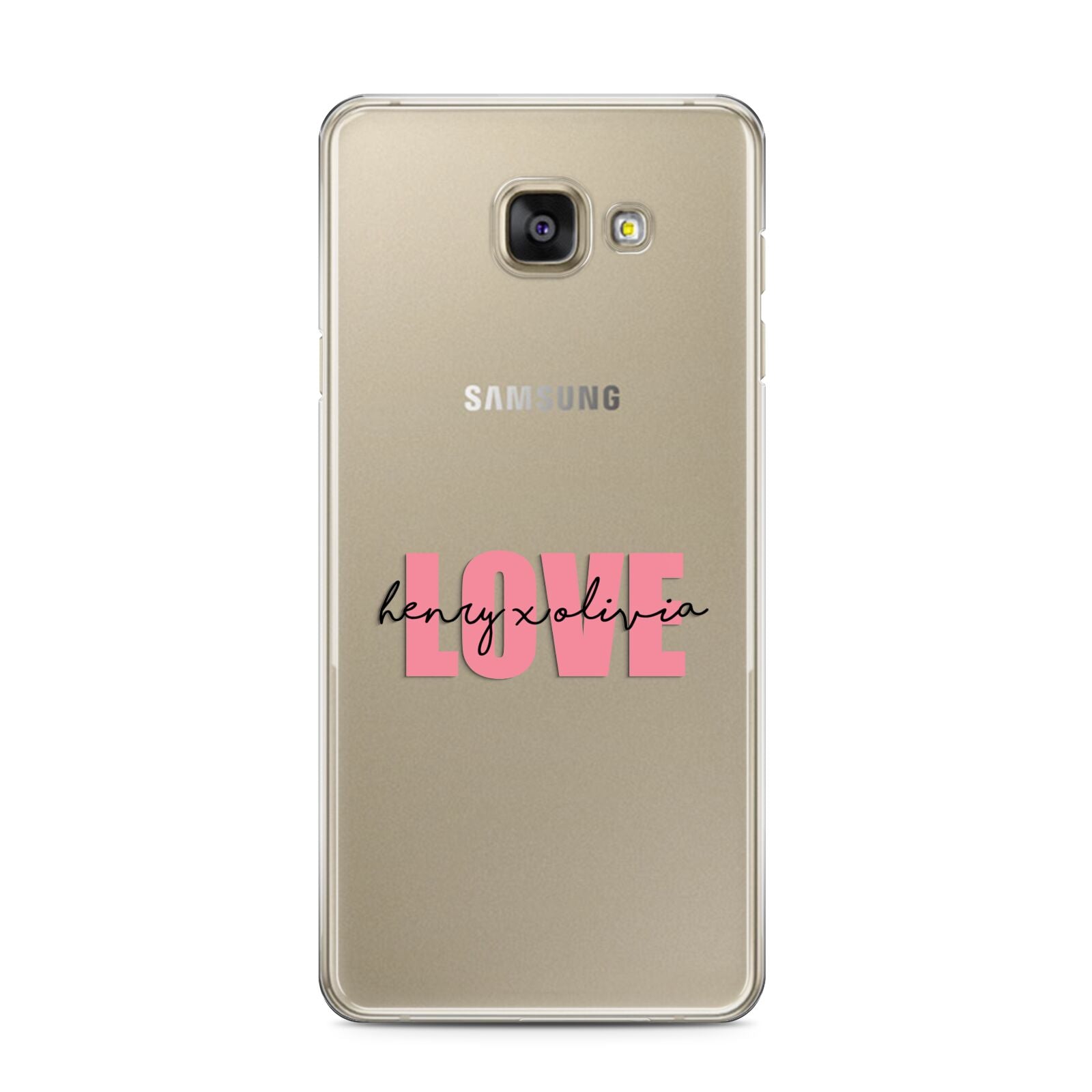 Couples Personalised Love Samsung Galaxy A3 2016 Case on gold phone