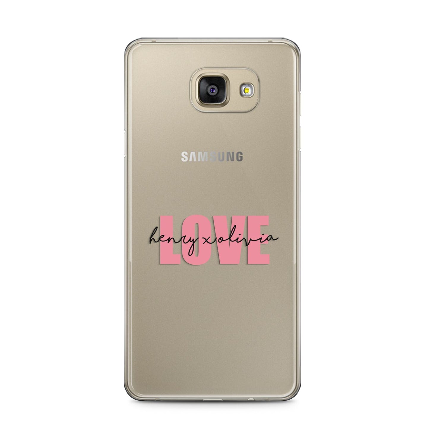 Couples Personalised Love Samsung Galaxy A5 2016 Case on gold phone