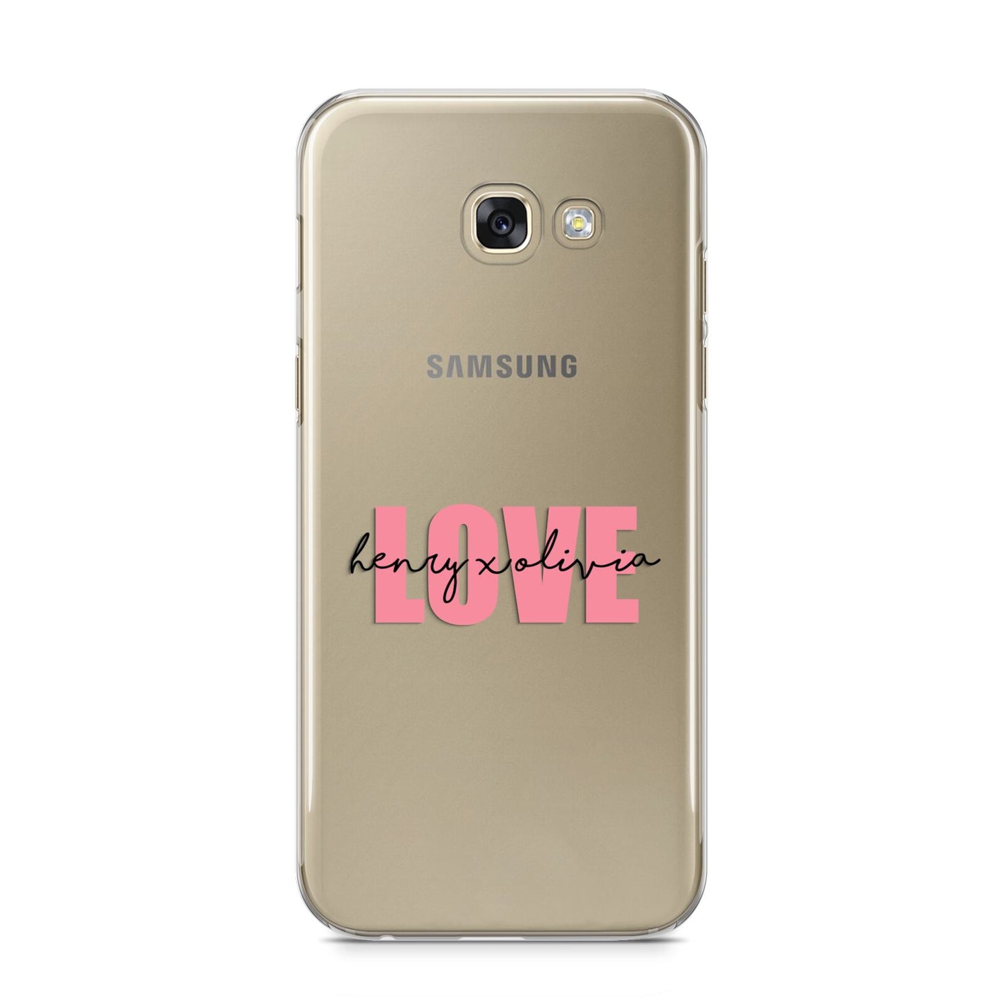 Couples Personalised Love Samsung Galaxy A5 2017 Case on gold phone