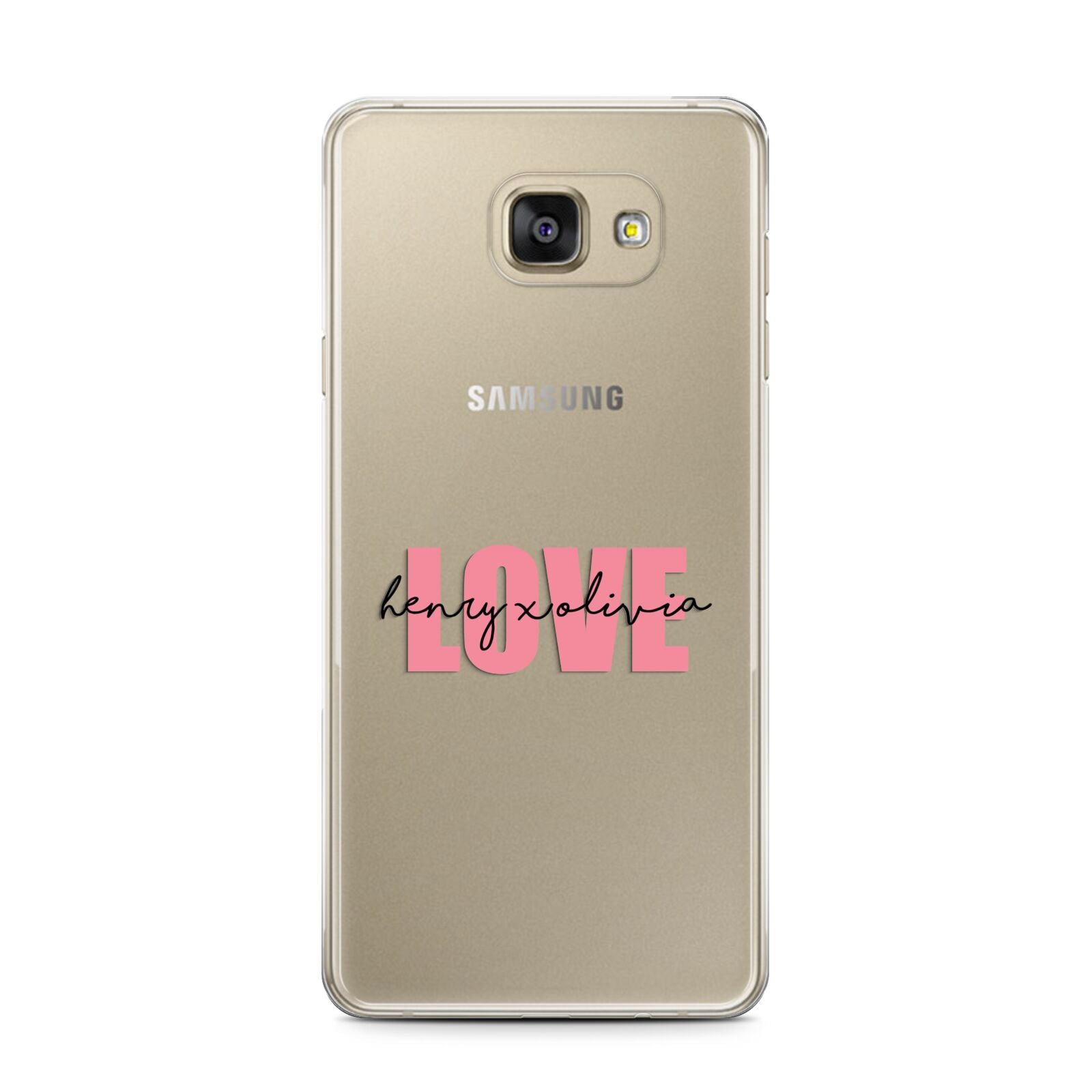 Couples Personalised Love Samsung Galaxy A7 2016 Case on gold phone