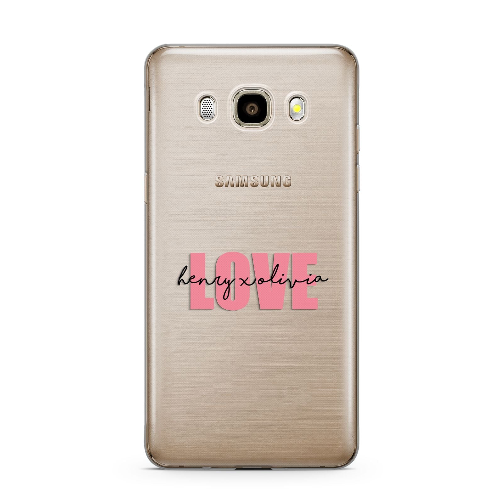 Couples Personalised Love Samsung Galaxy J7 2016 Case on gold phone