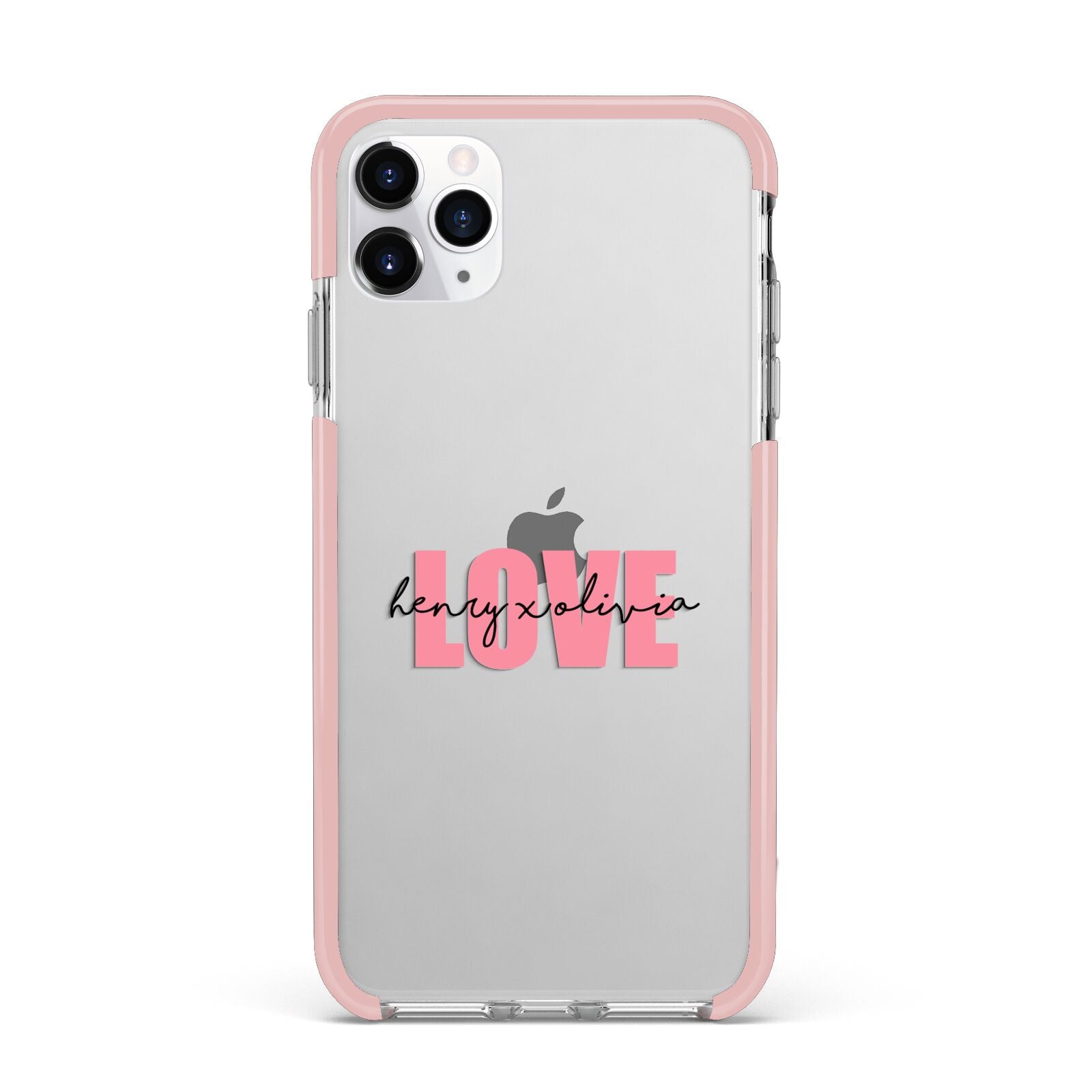 Couples Personalised Love iPhone 11 Pro Max Impact Pink Edge Case