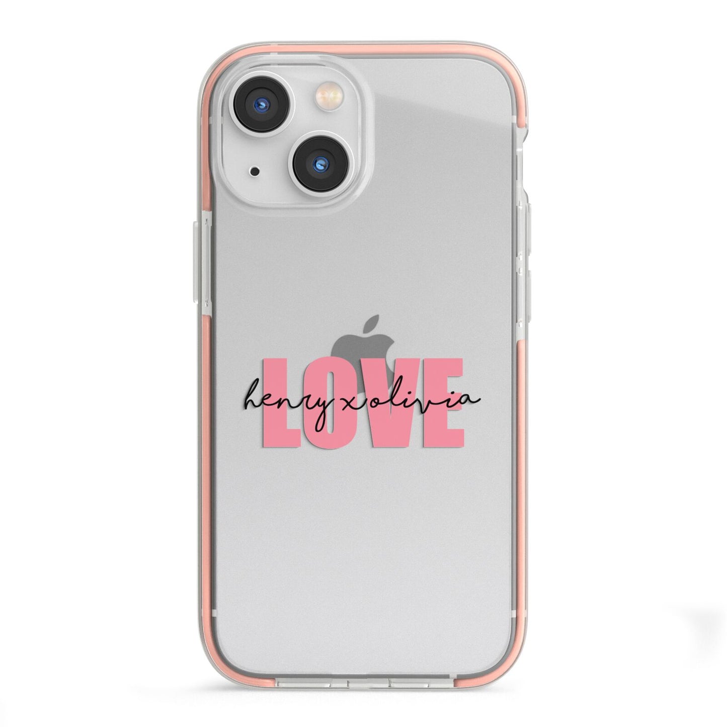 Couples Personalised Love iPhone 13 Mini TPU Impact Case with Pink Edges