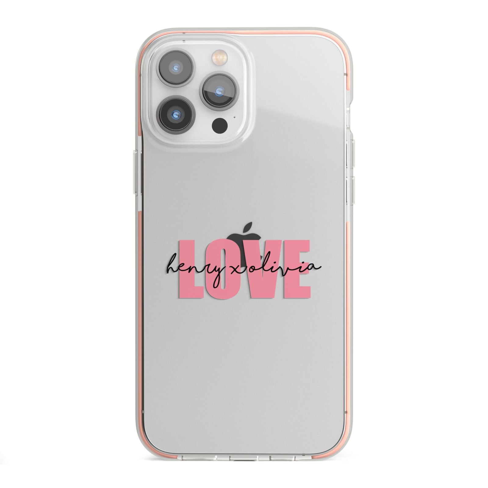 Couples Personalised Love iPhone 13 Pro Max TPU Impact Case with Pink Edges