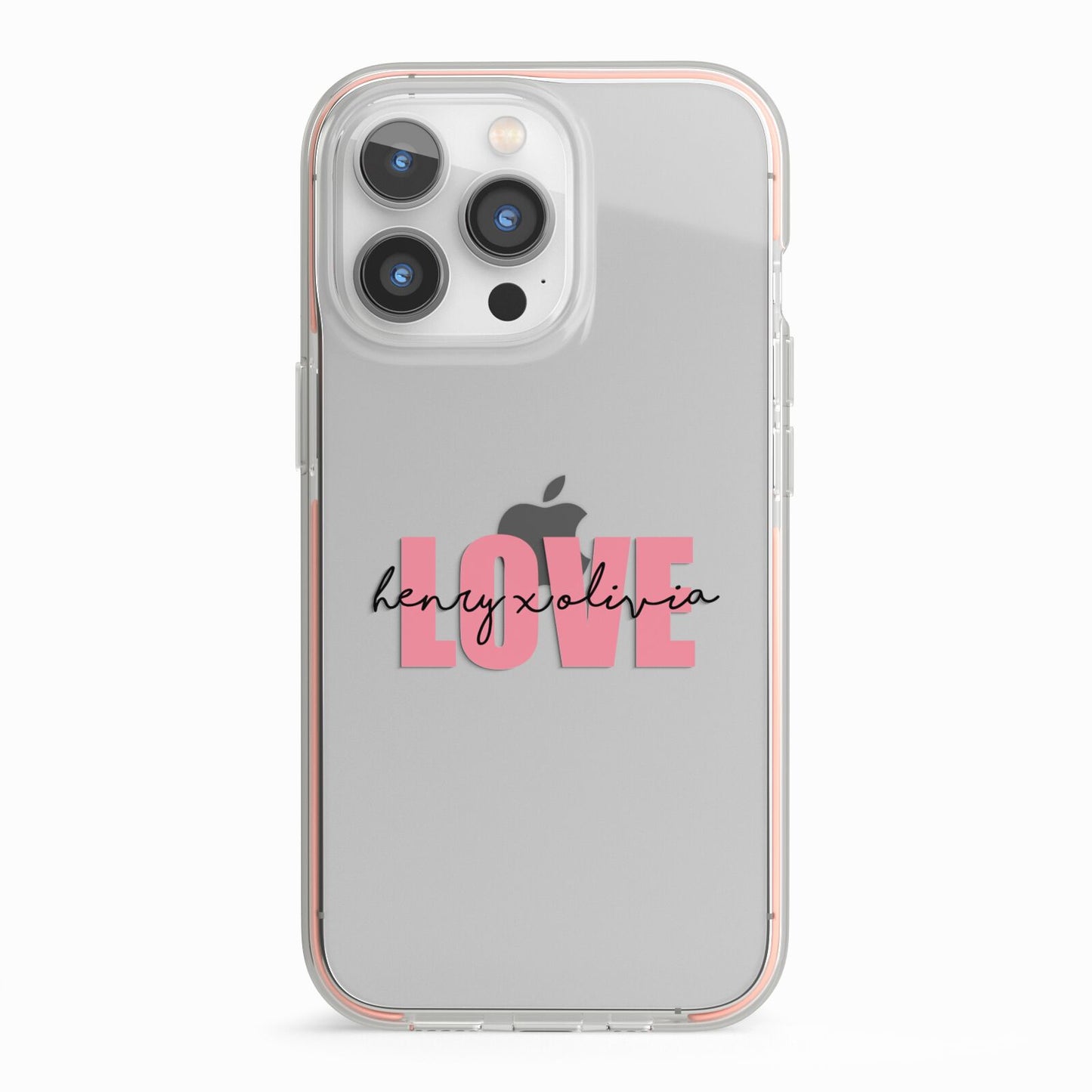 Couples Personalised Love iPhone 13 Pro TPU Impact Case with Pink Edges