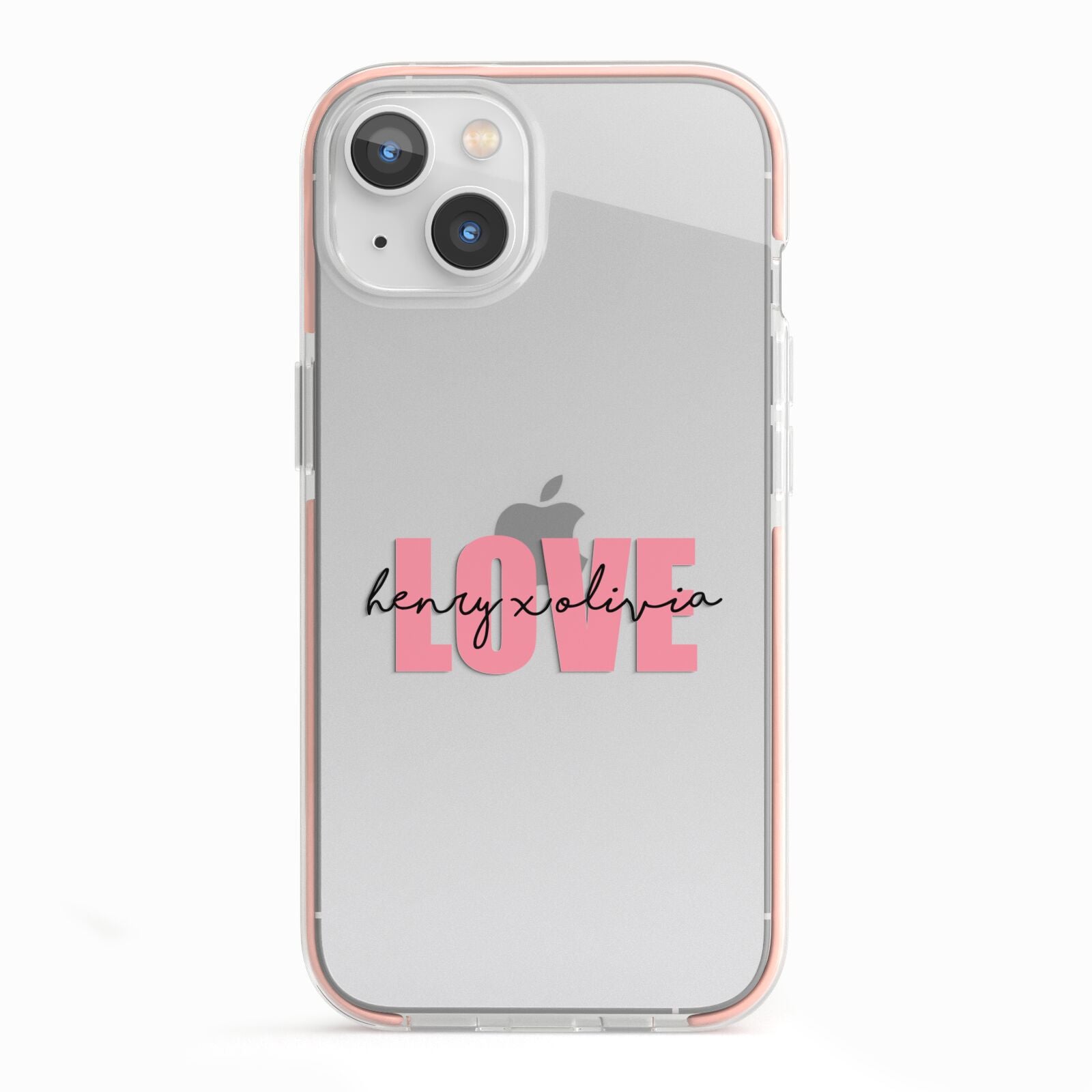 Couples Personalised Love iPhone 13 TPU Impact Case with Pink Edges