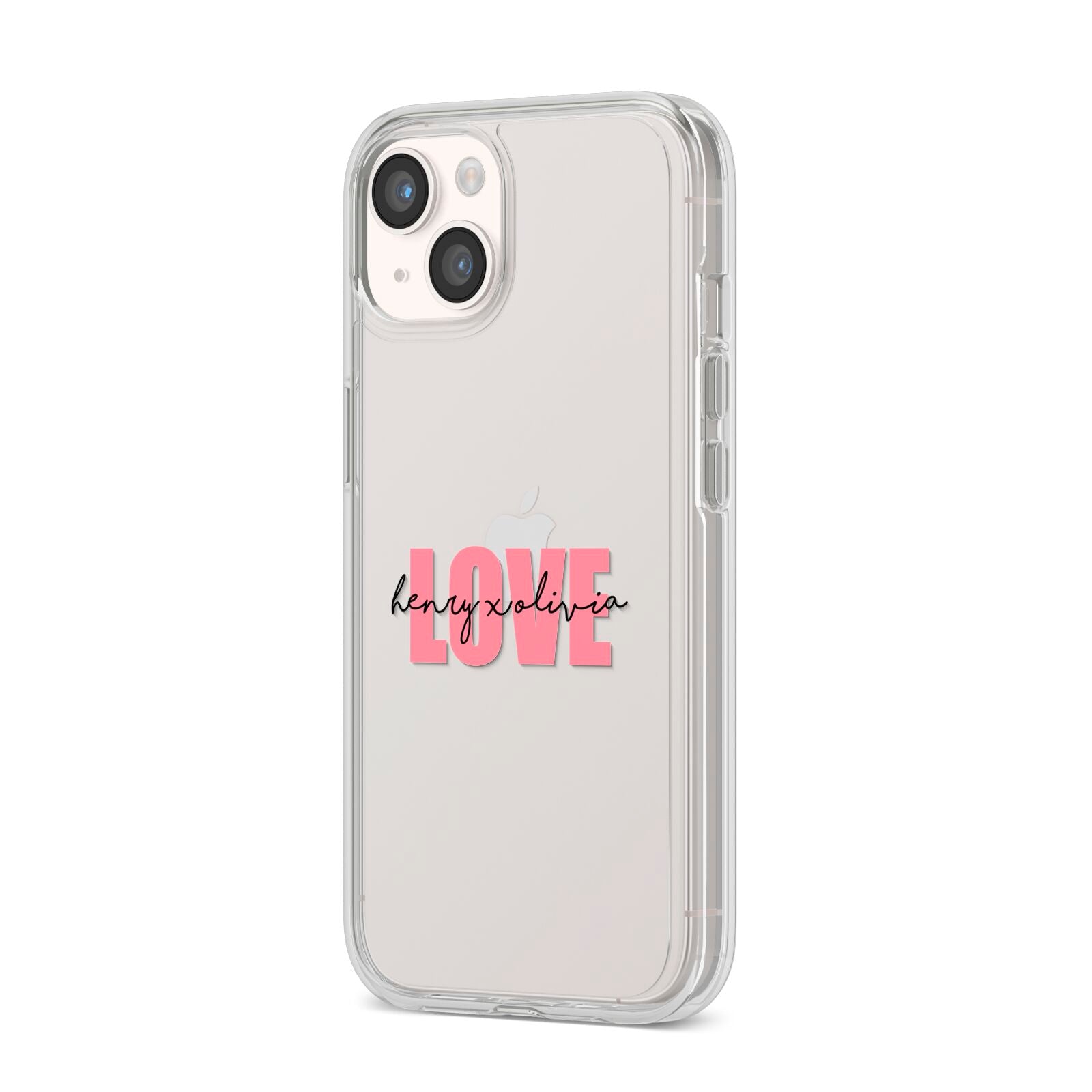 Couples Personalised Love iPhone 14 Clear Tough Case Starlight Angled Image