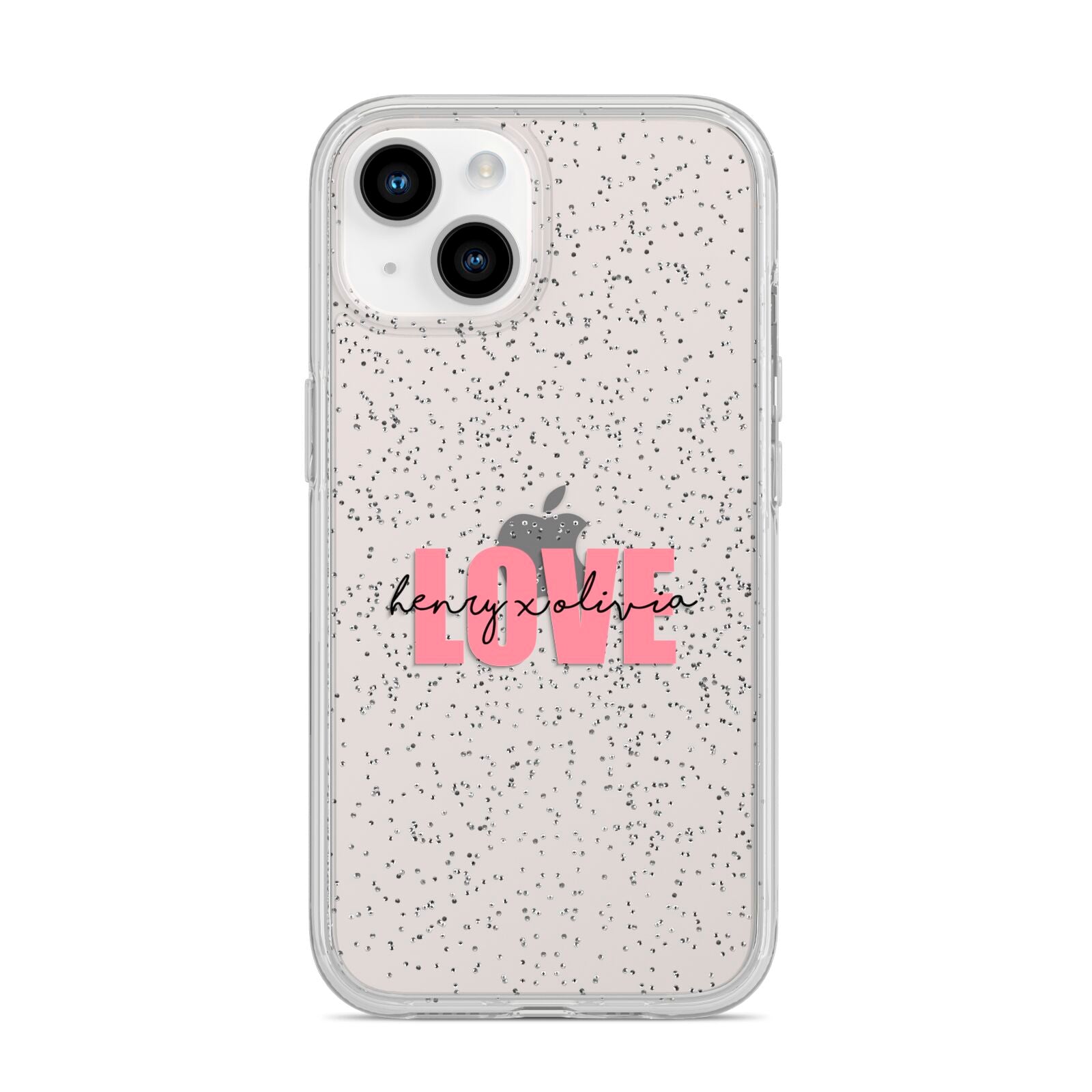 Couples Personalised Love iPhone 14 Glitter Tough Case Starlight