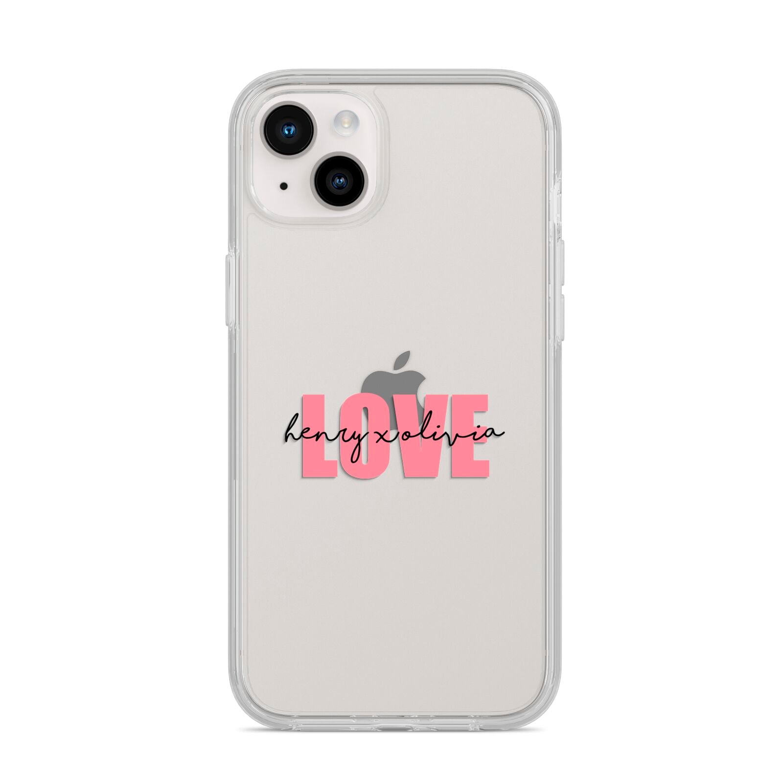 Couples Personalised Love iPhone 14 Plus Clear Tough Case Starlight